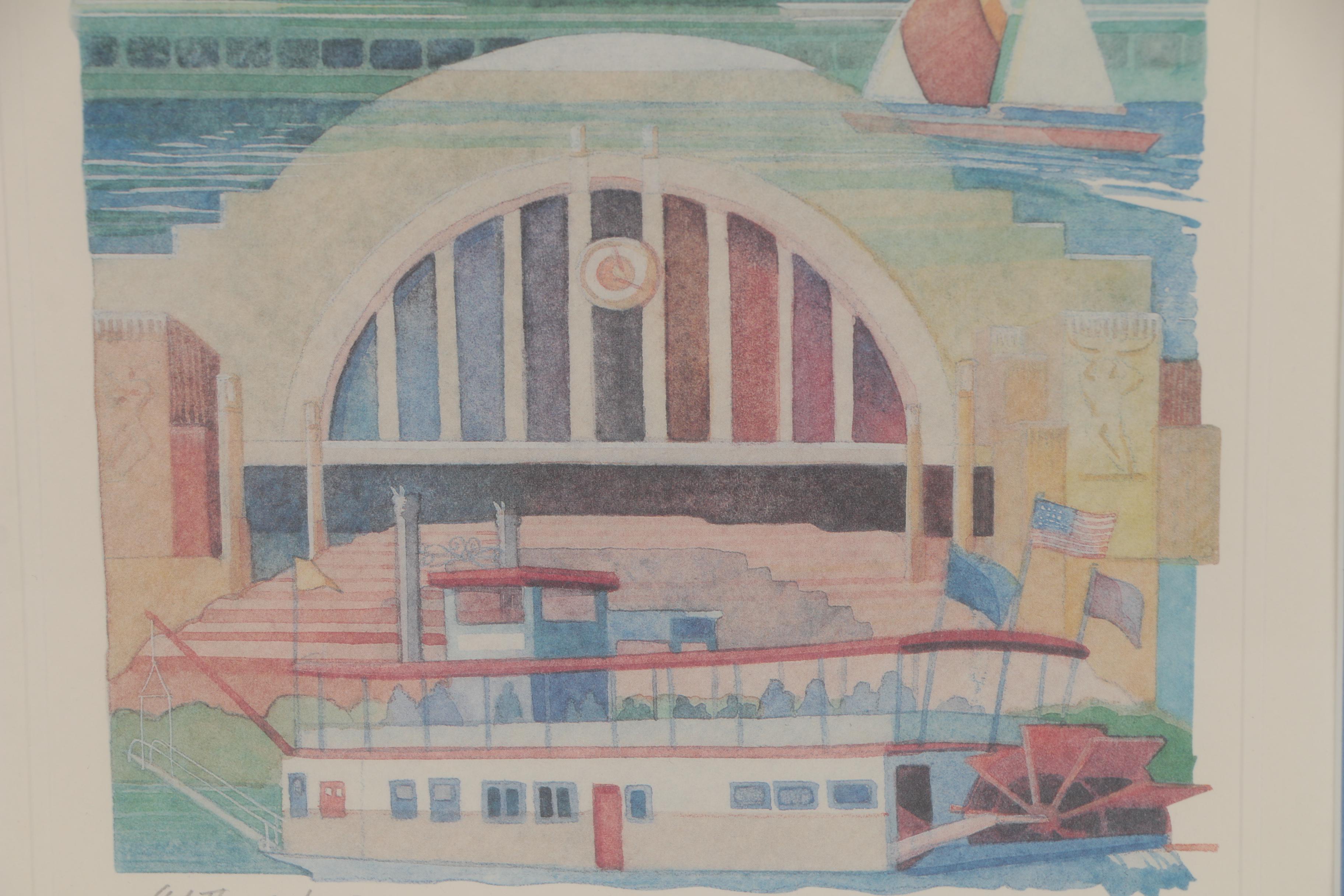 Jan Brown Checco Offset Lithographs "Riverfront" & "Cincinnati"