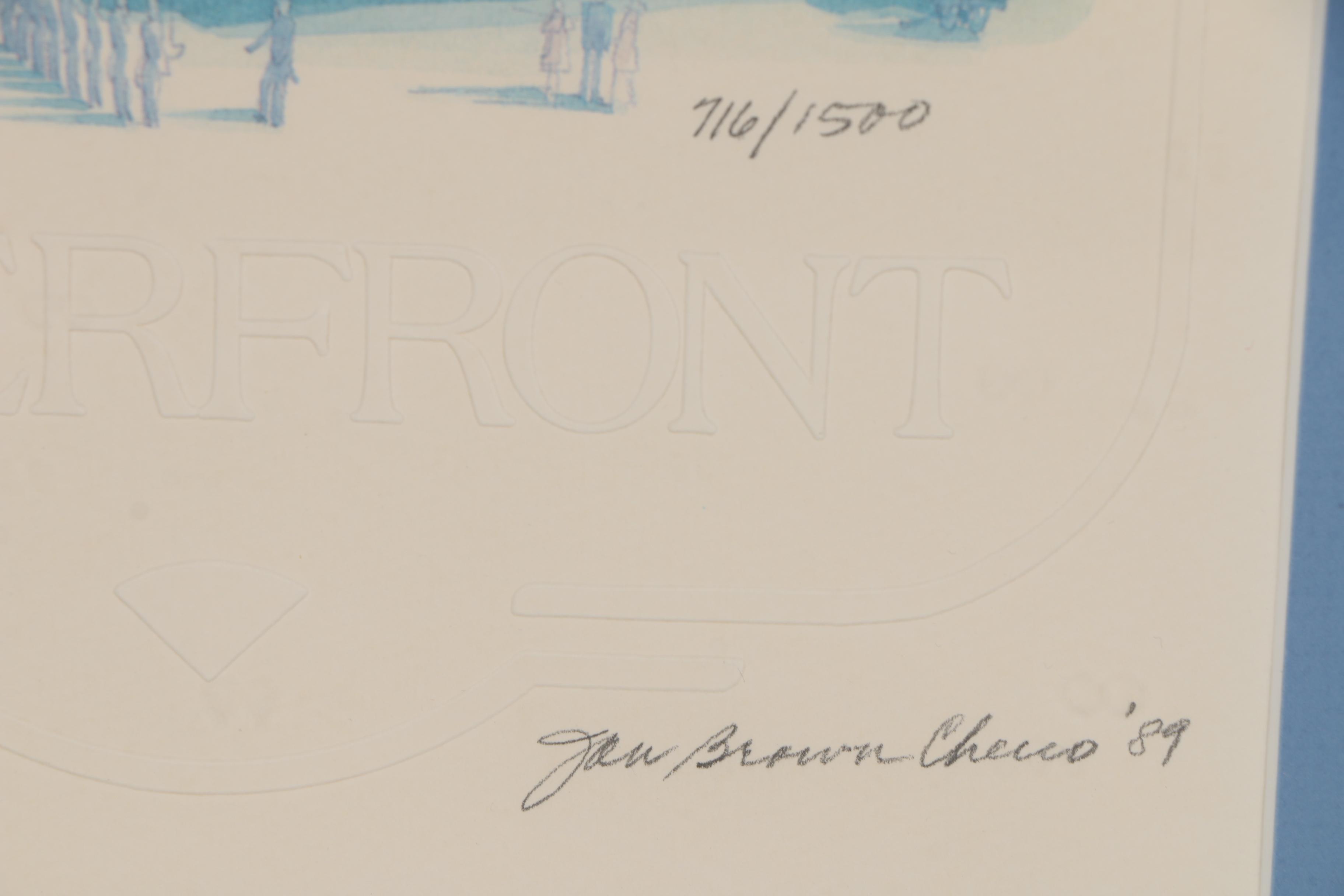 Jan Brown Checco Offset Lithographs "Riverfront" & "Cincinnati"