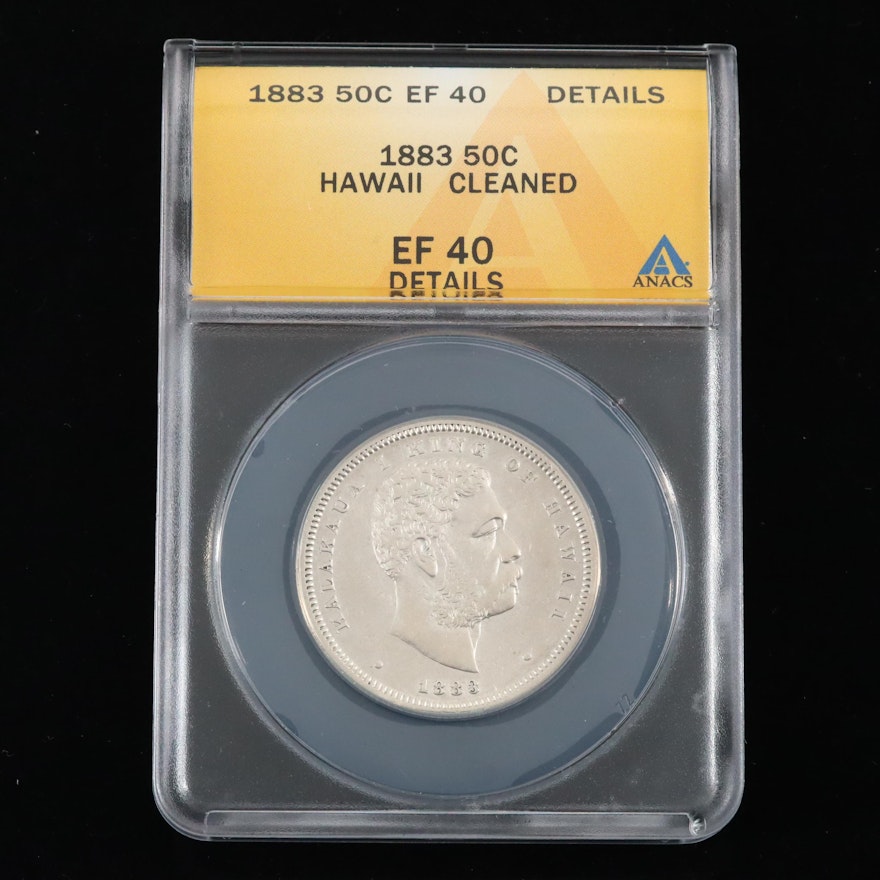1883 ANACS Graded Hawaiian Silver Half Dollar