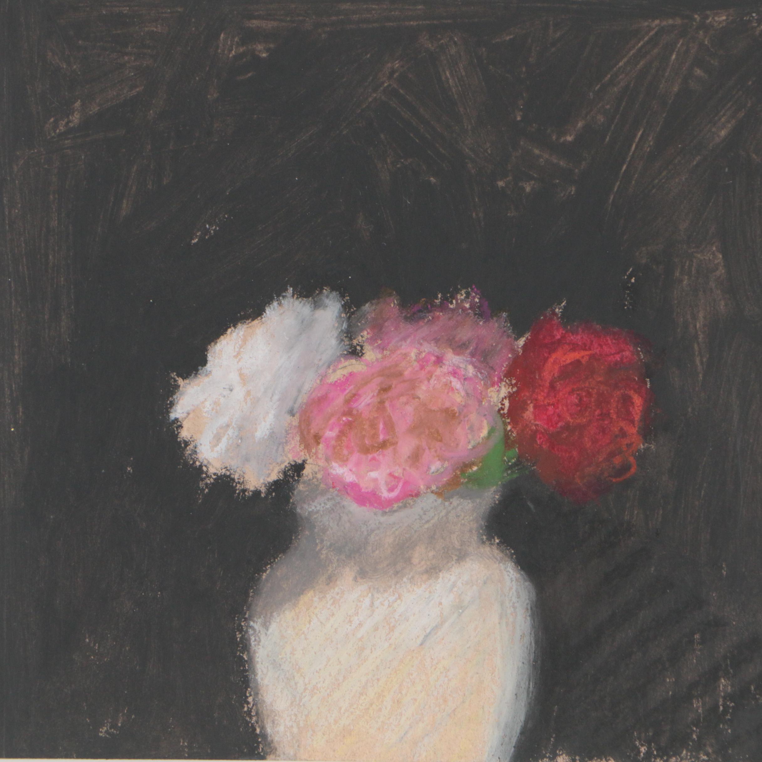 Robert Kulicke 1962 Mixed Media on Paper of Floral Still Life