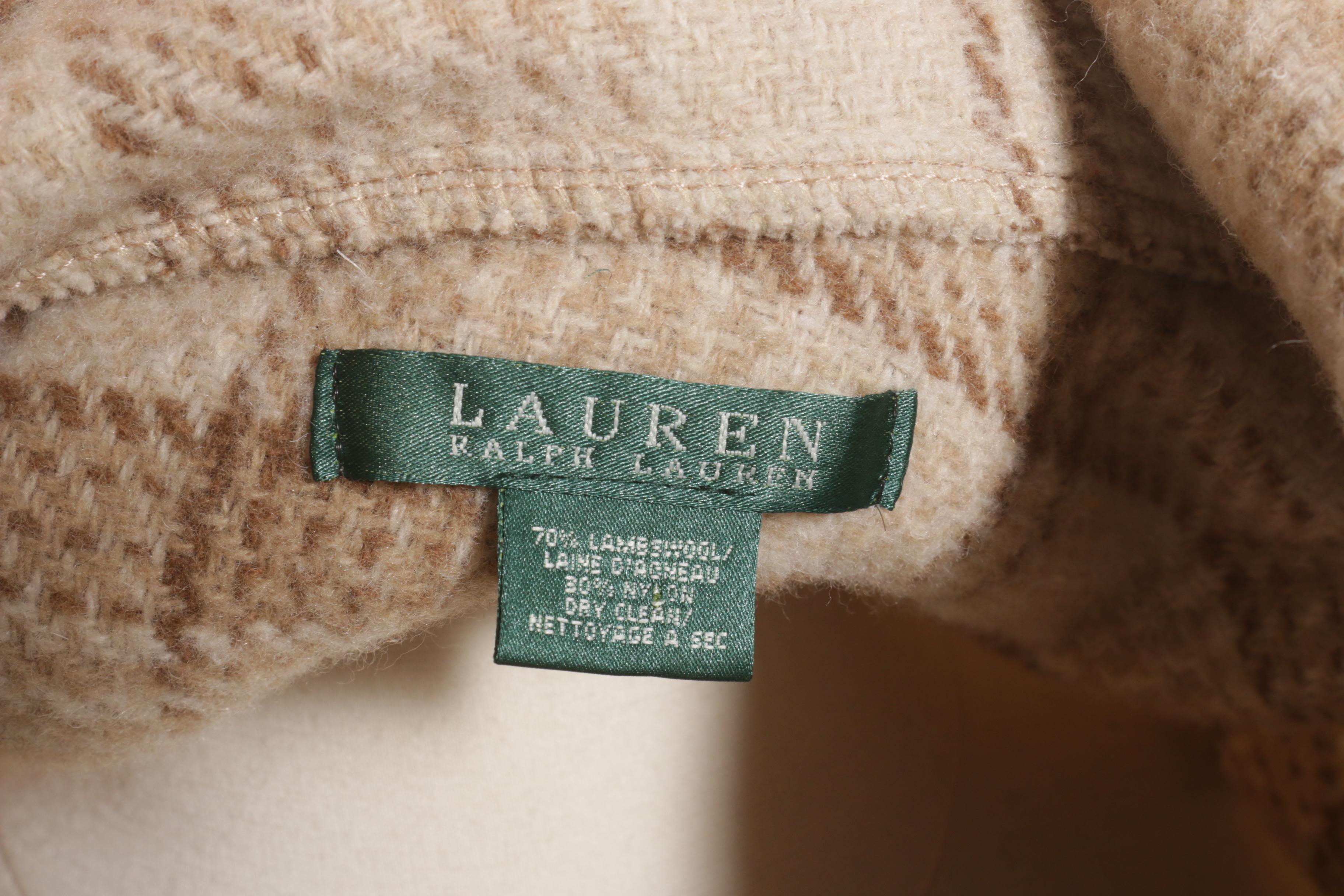 Lauren by Ralph Lauren Plaid Wool Cape with Leather Double Buckle Closure