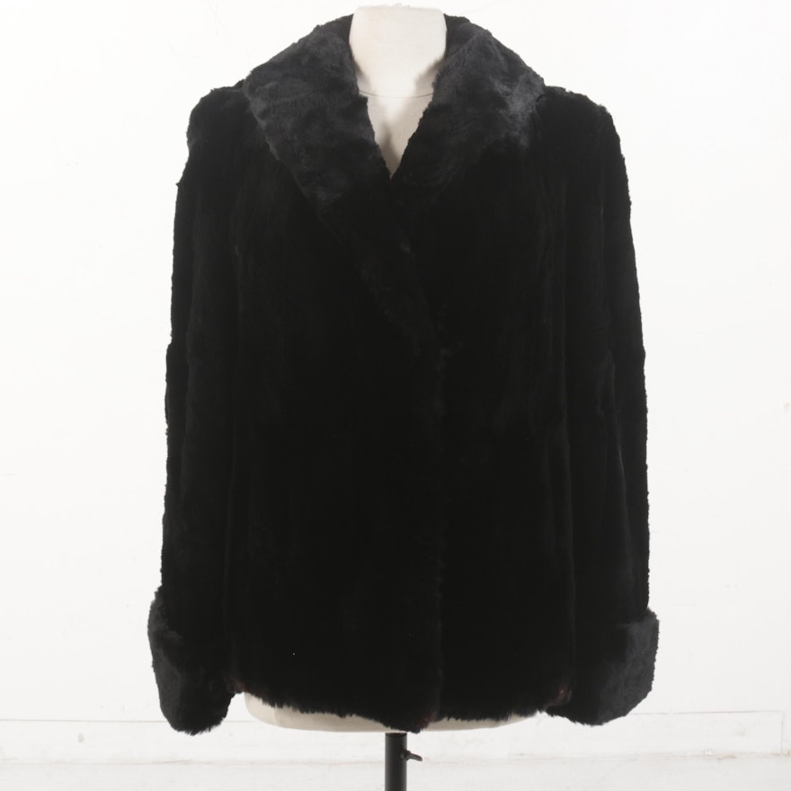 Sheared Rabbit Fur Jacket with Turned Back Cuffs, Vintage