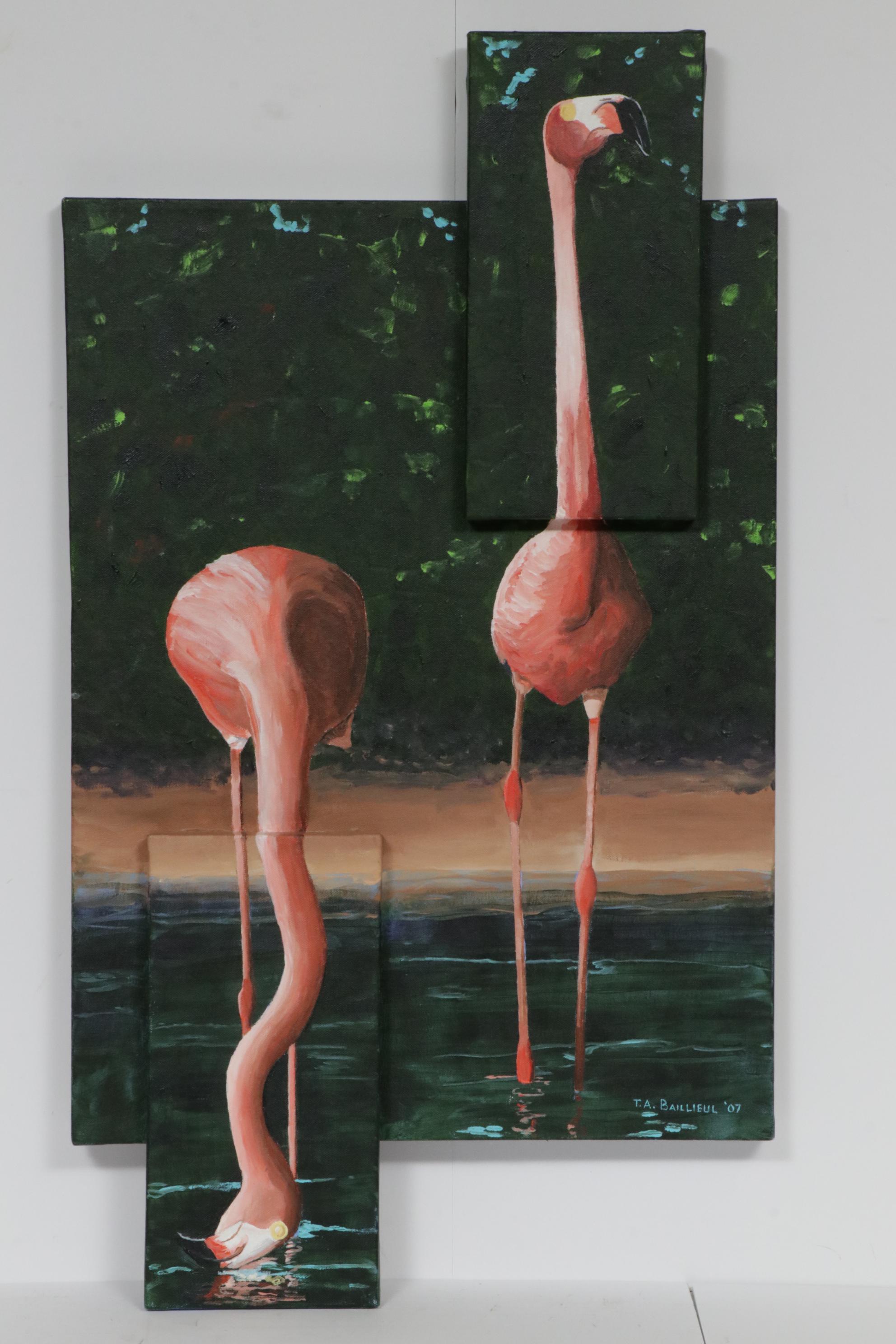 Tom Baillieul Acrylic Painting "Two Dudes Wading"