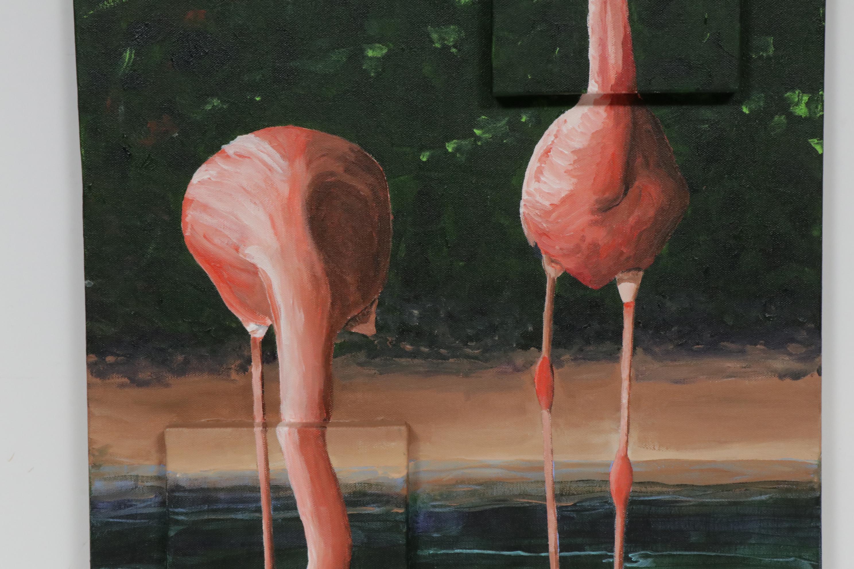 Tom Baillieul Acrylic Painting "Two Dudes Wading"