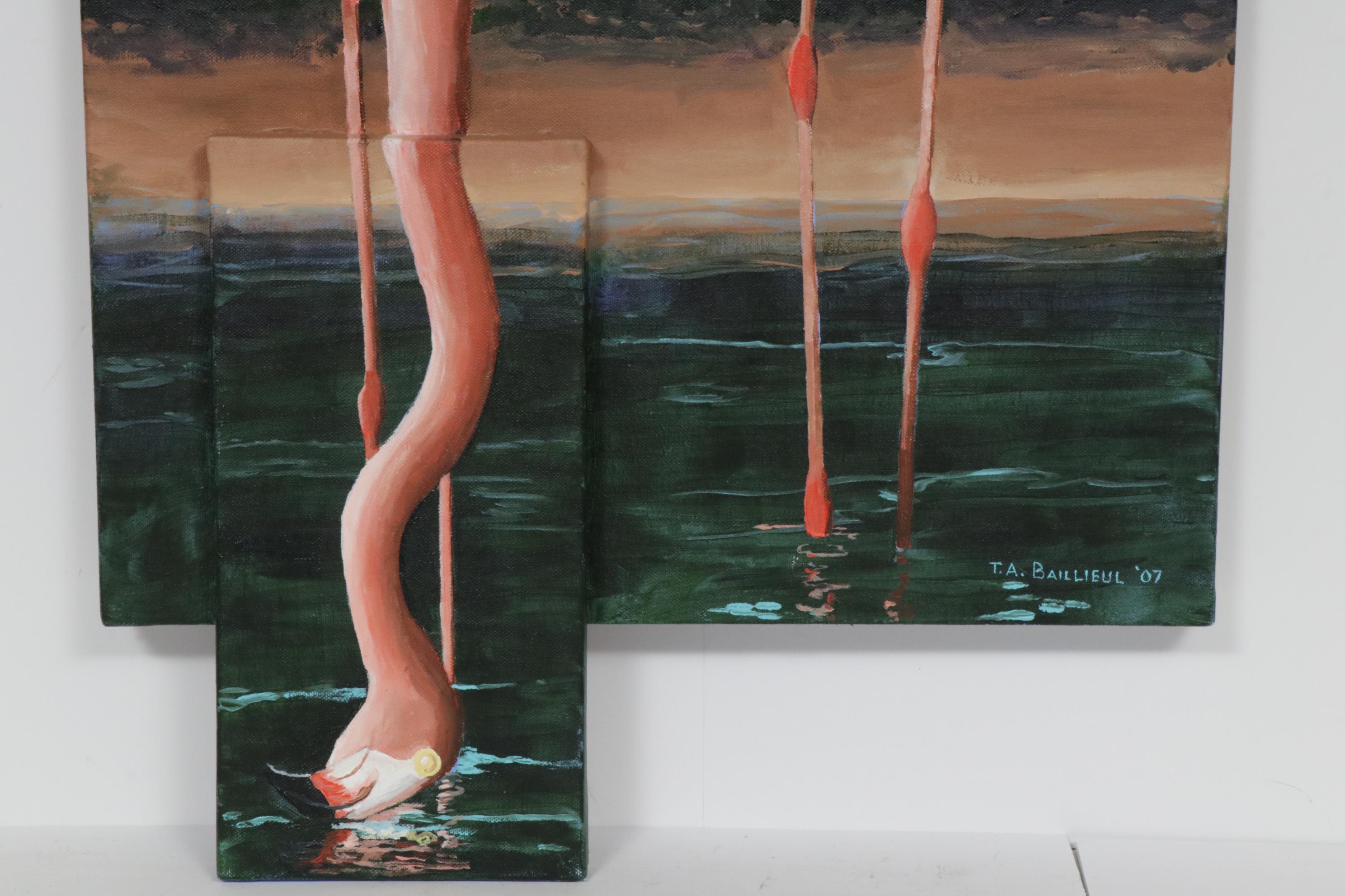 Tom Baillieul Acrylic Painting "Two Dudes Wading"