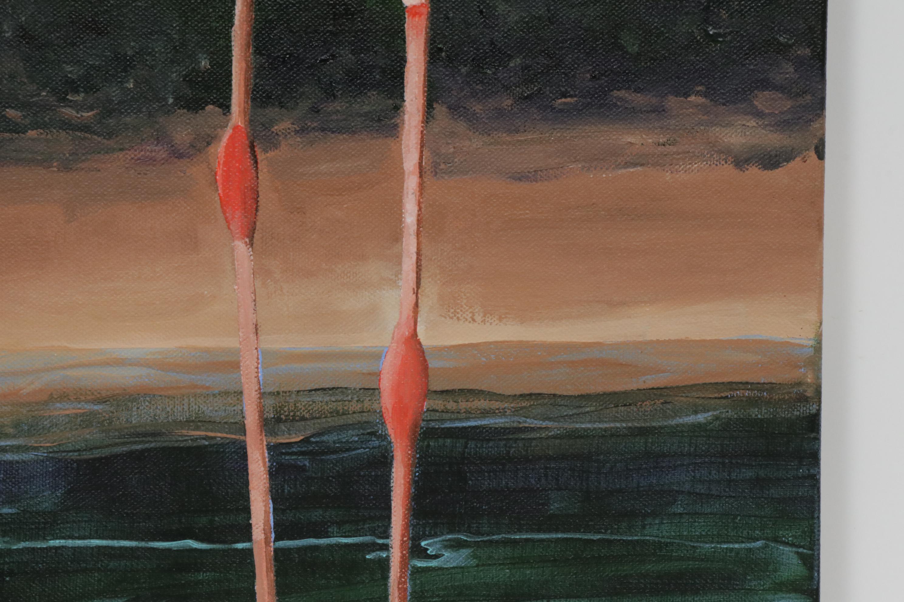 Tom Baillieul Acrylic Painting "Two Dudes Wading"