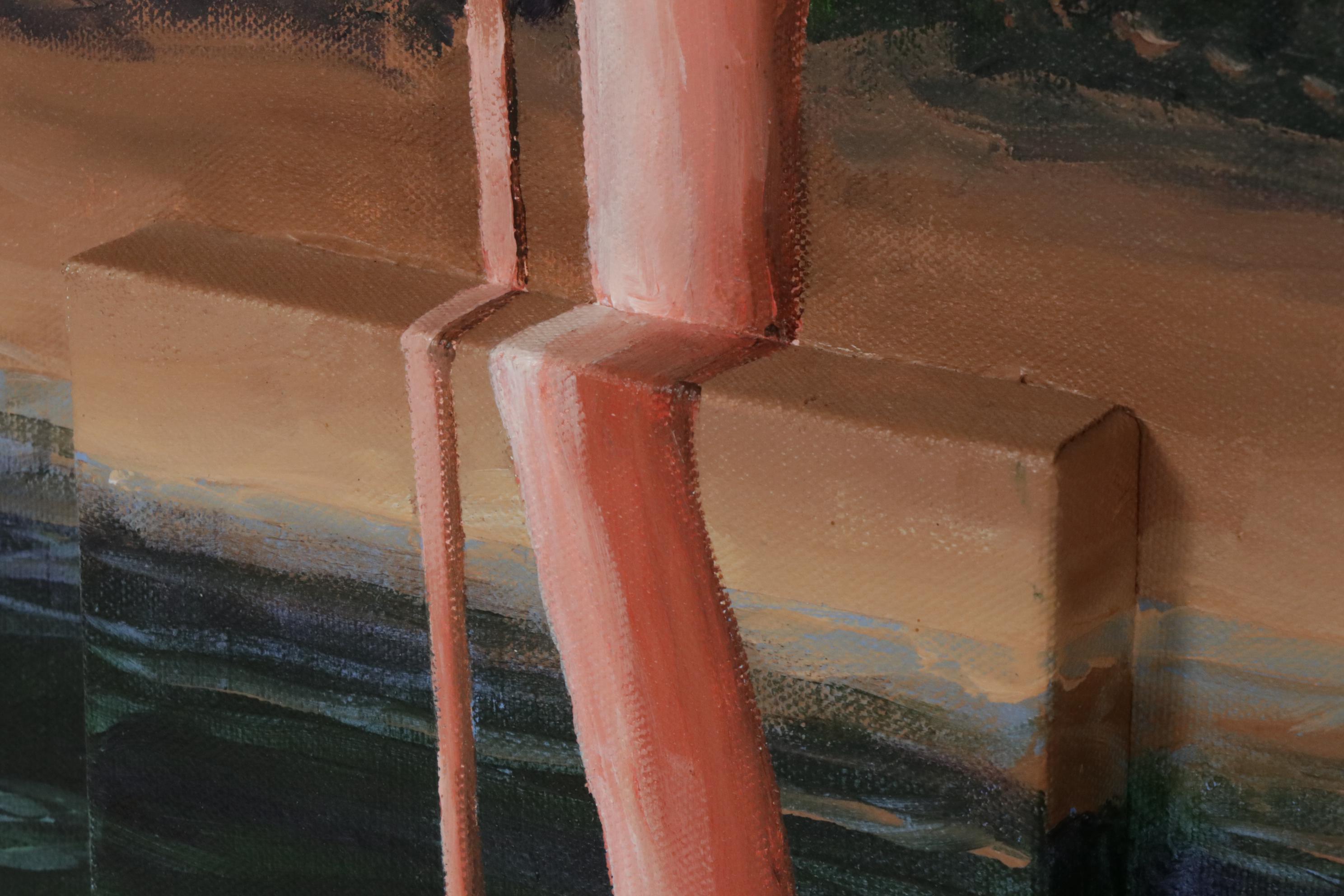 Tom Baillieul Acrylic Painting "Two Dudes Wading"