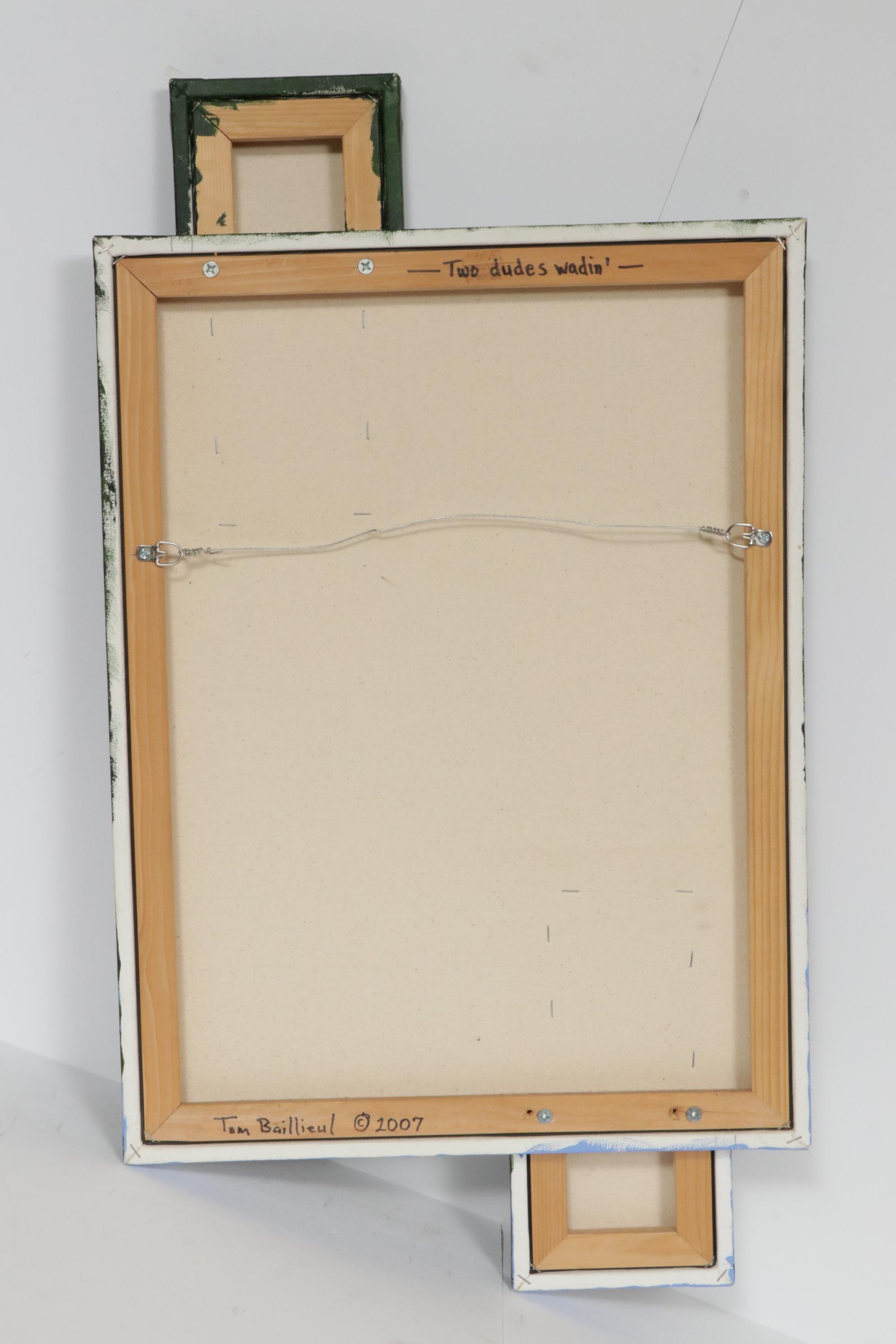 Tom Baillieul Acrylic Painting "Two Dudes Wading"