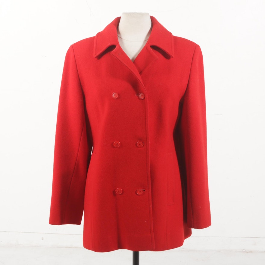 Pendleton Red Wool Double-Breasted Peacoat, Vintage