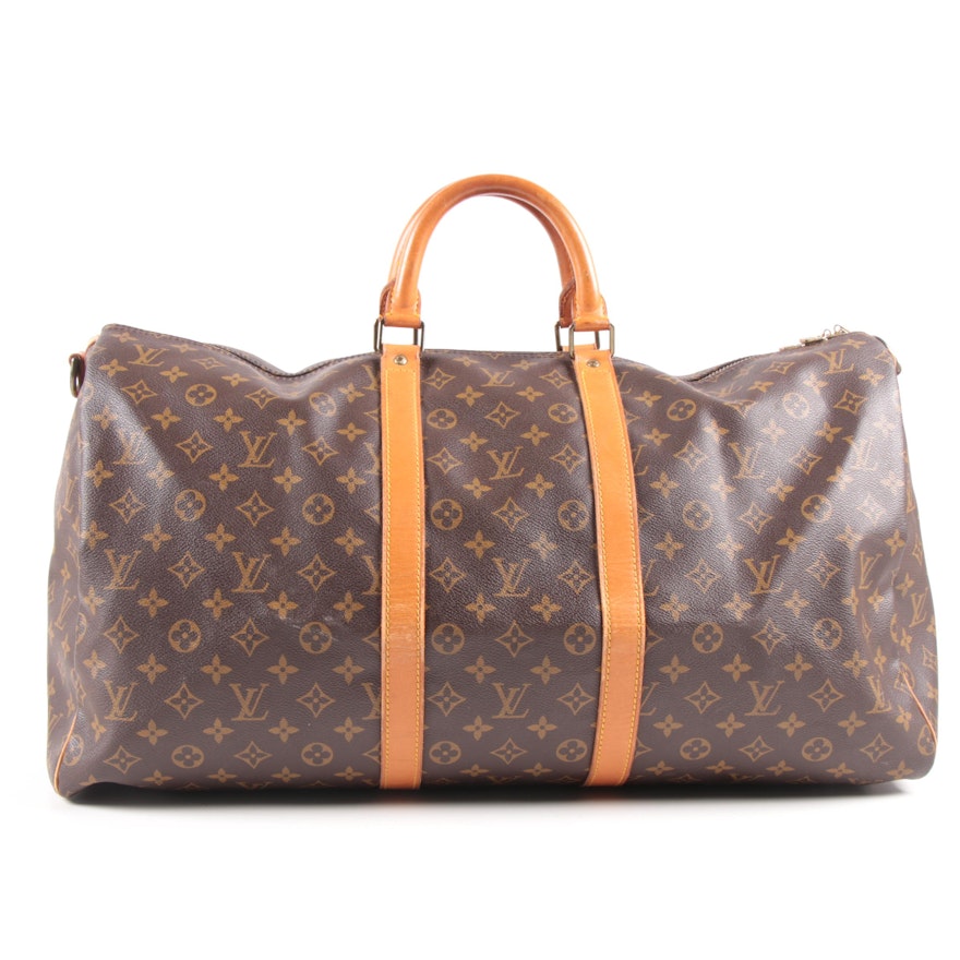 Louis Vuitton Malletier Keepall Bandoulièr 55 in Monogram Canvas and Leather