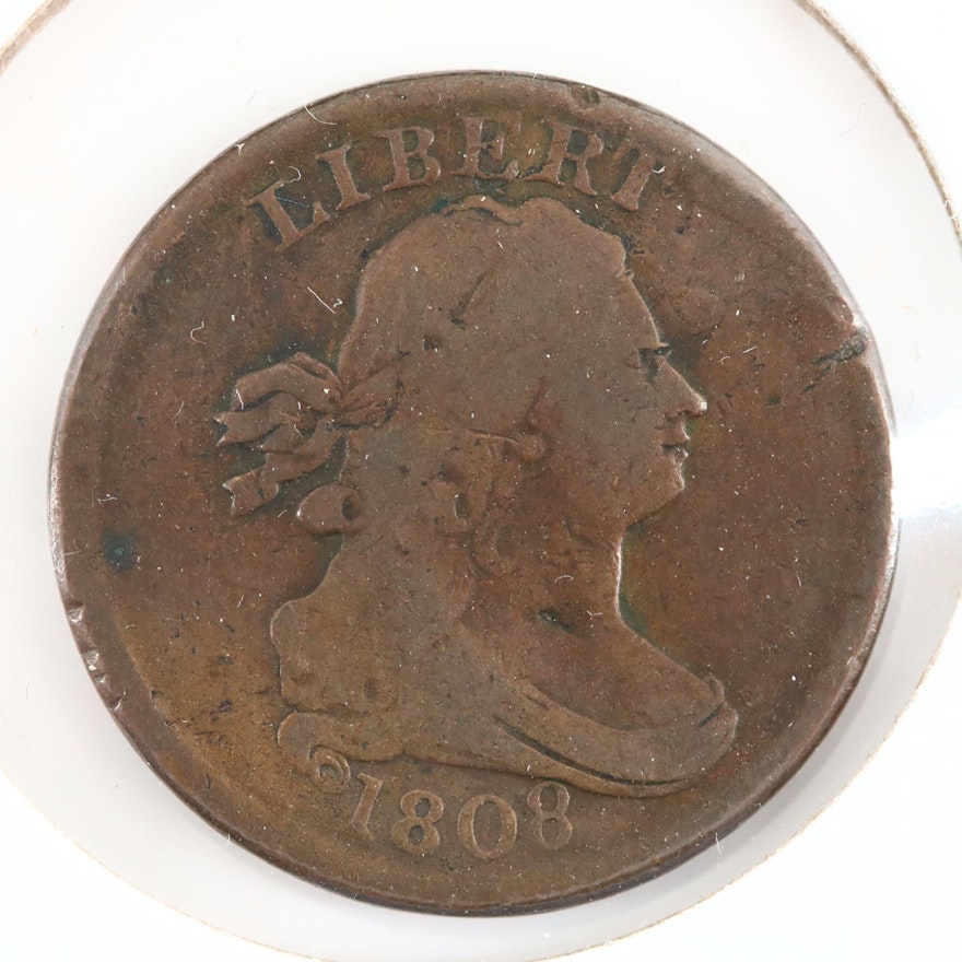 An 1808 Draped Bust Half Cent