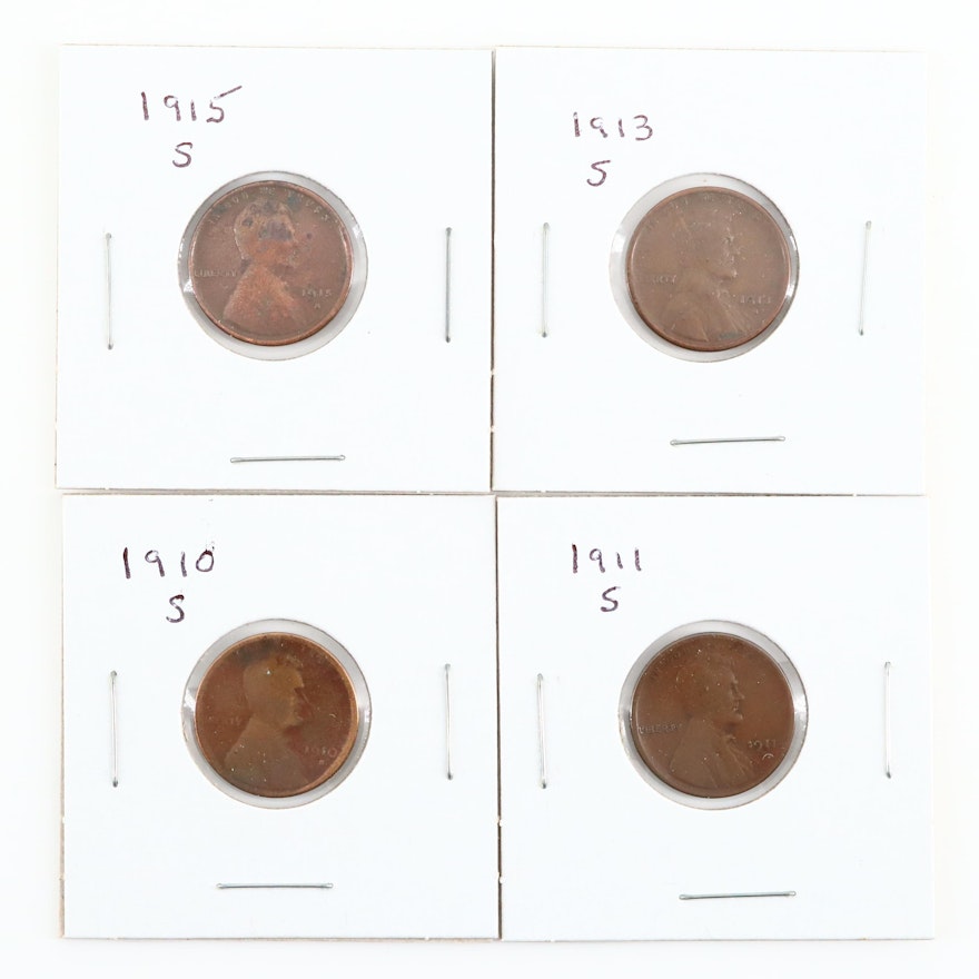 Four Better Date Early Lincoln Wheat Cents