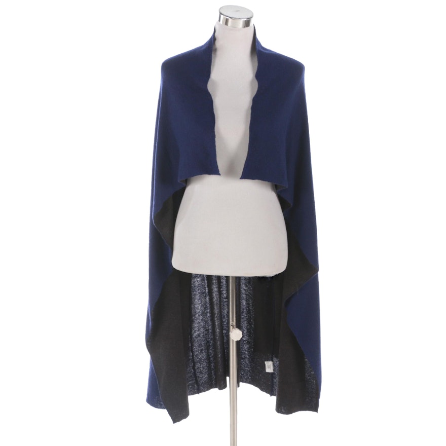 Eileen Fisher Blue and Gray Reversible Open Front Cardigan