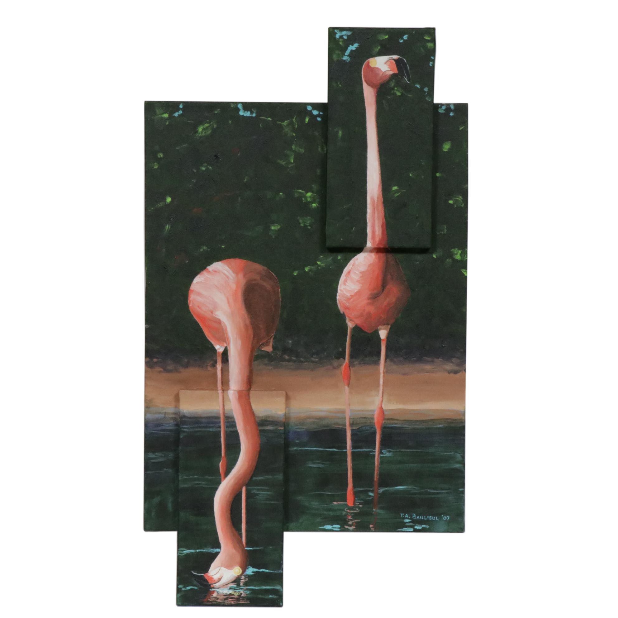 Tom Baillieul Acrylic Painting "Two Dudes Wading"