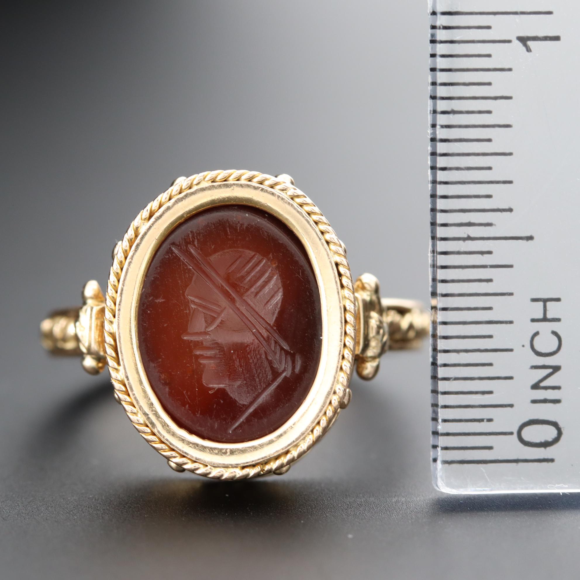 14K Yellow Gold Sard Intaglio Ring