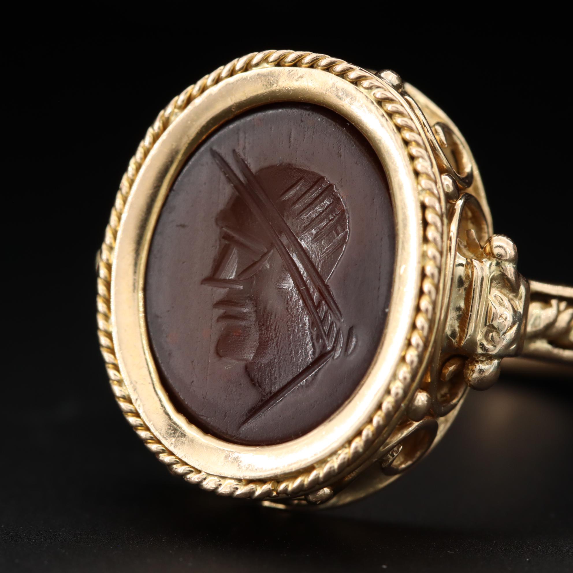 14K Yellow Gold Sard Intaglio Ring