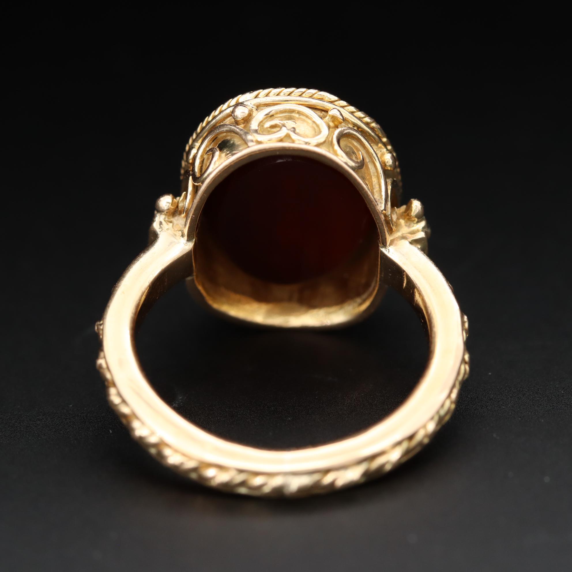 14K Yellow Gold Sard Intaglio Ring