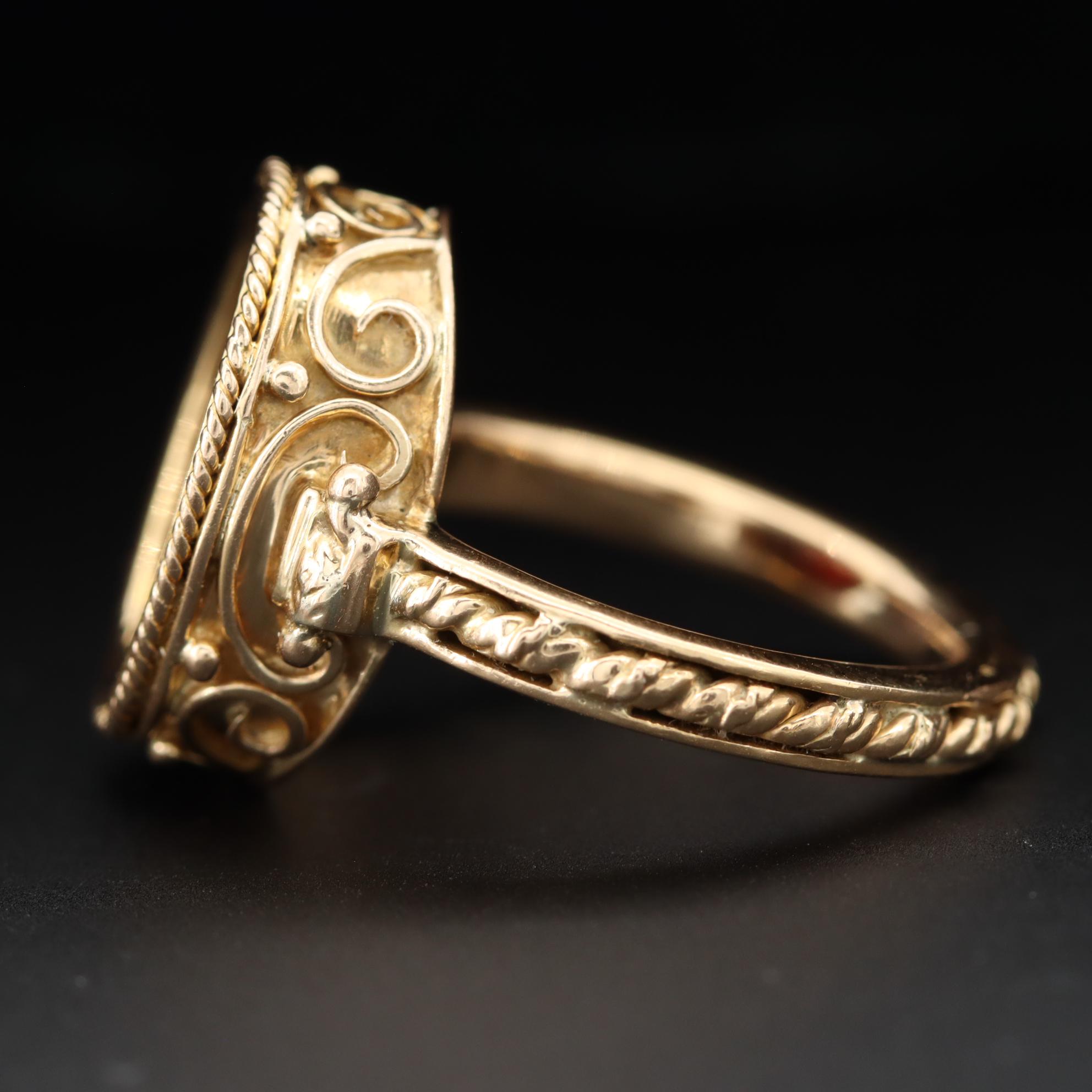 14K Yellow Gold Sard Intaglio Ring