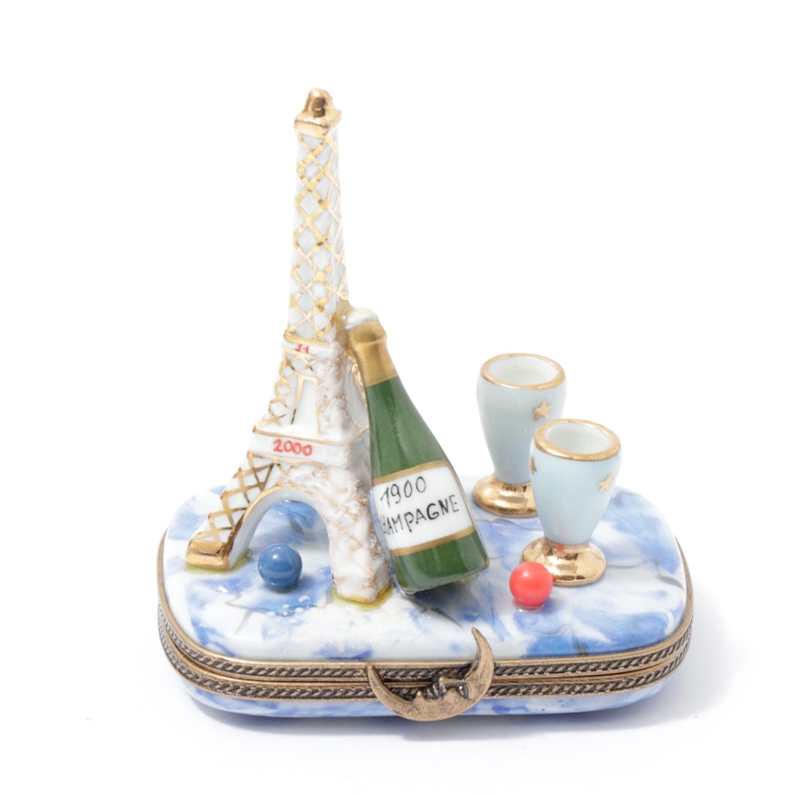 Limoges La Gloriette Porcelain Eiffel Tower Trinket Box