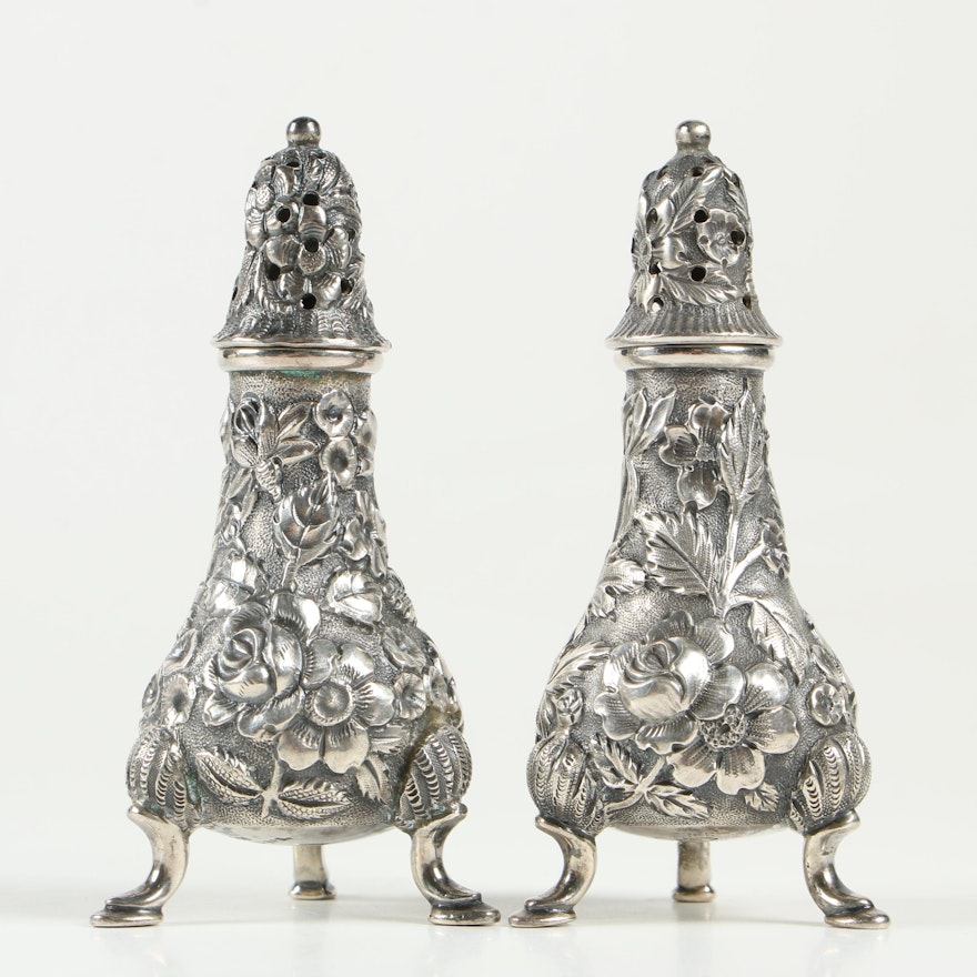 A. G. Schultz & Co. Repoussé Sterling Silver Salt and Pepper Shakers, 1899-1950
