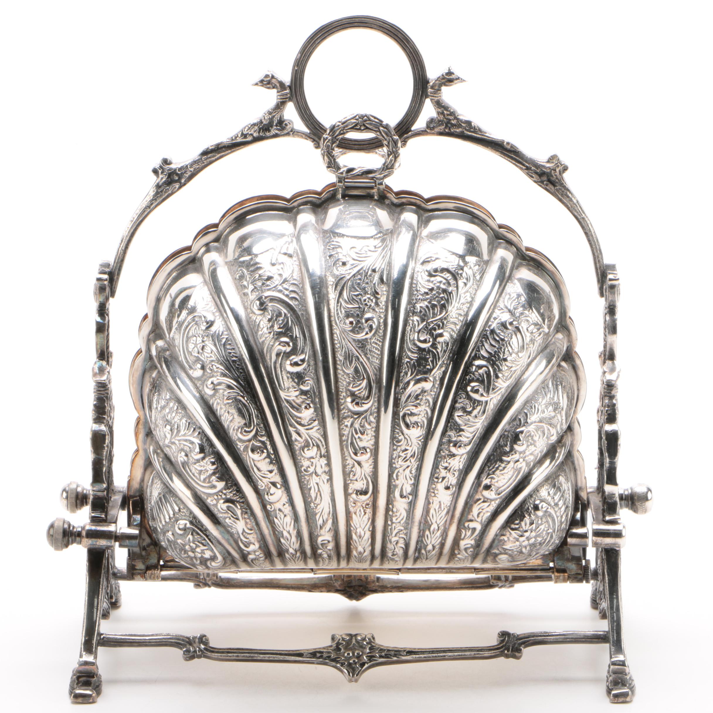 William Adams Silver Plate Folding Clamshell Biscuit Warmer, Late 19th Century