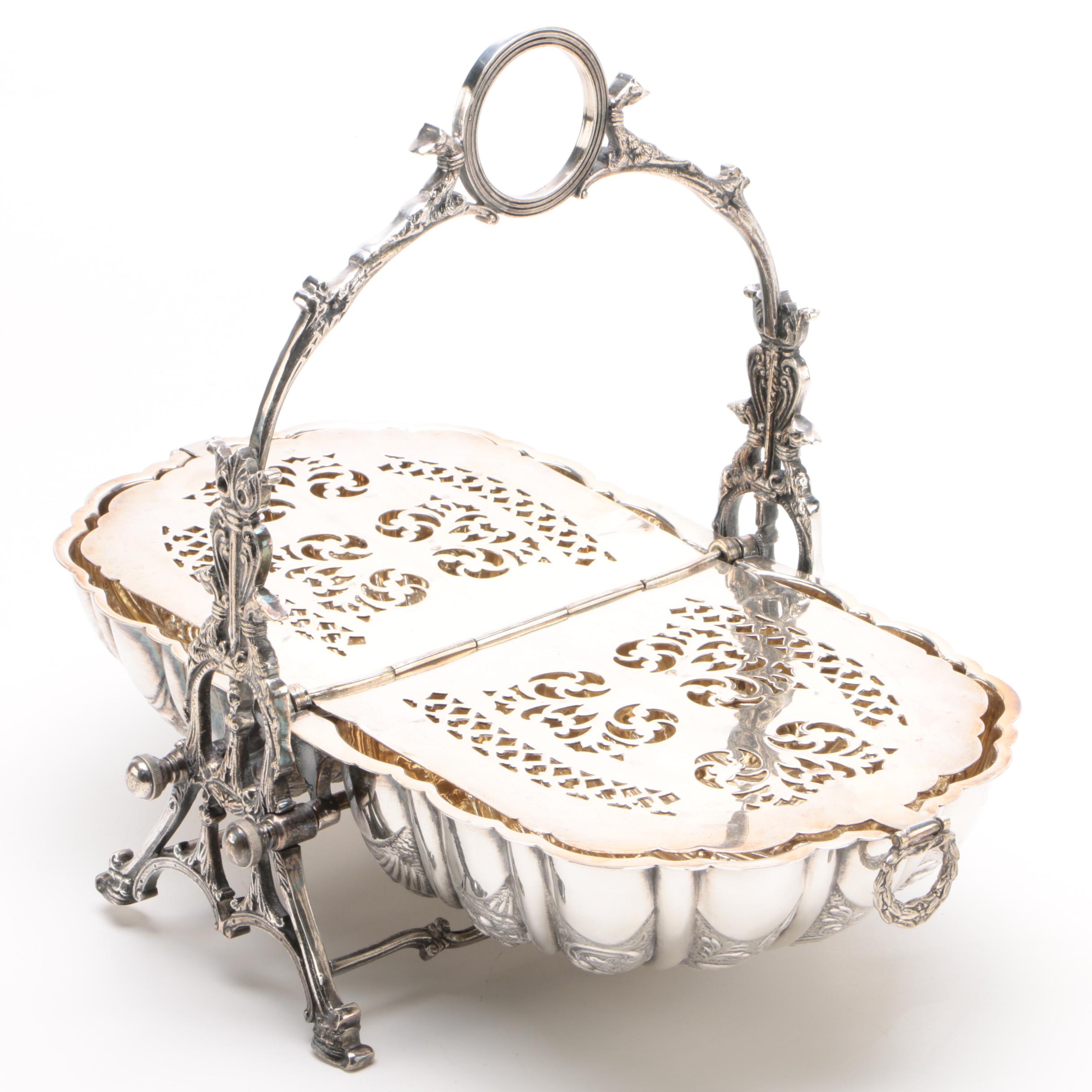 William Adams Silver Plate Folding Clamshell Biscuit Warmer, Late 19th Century