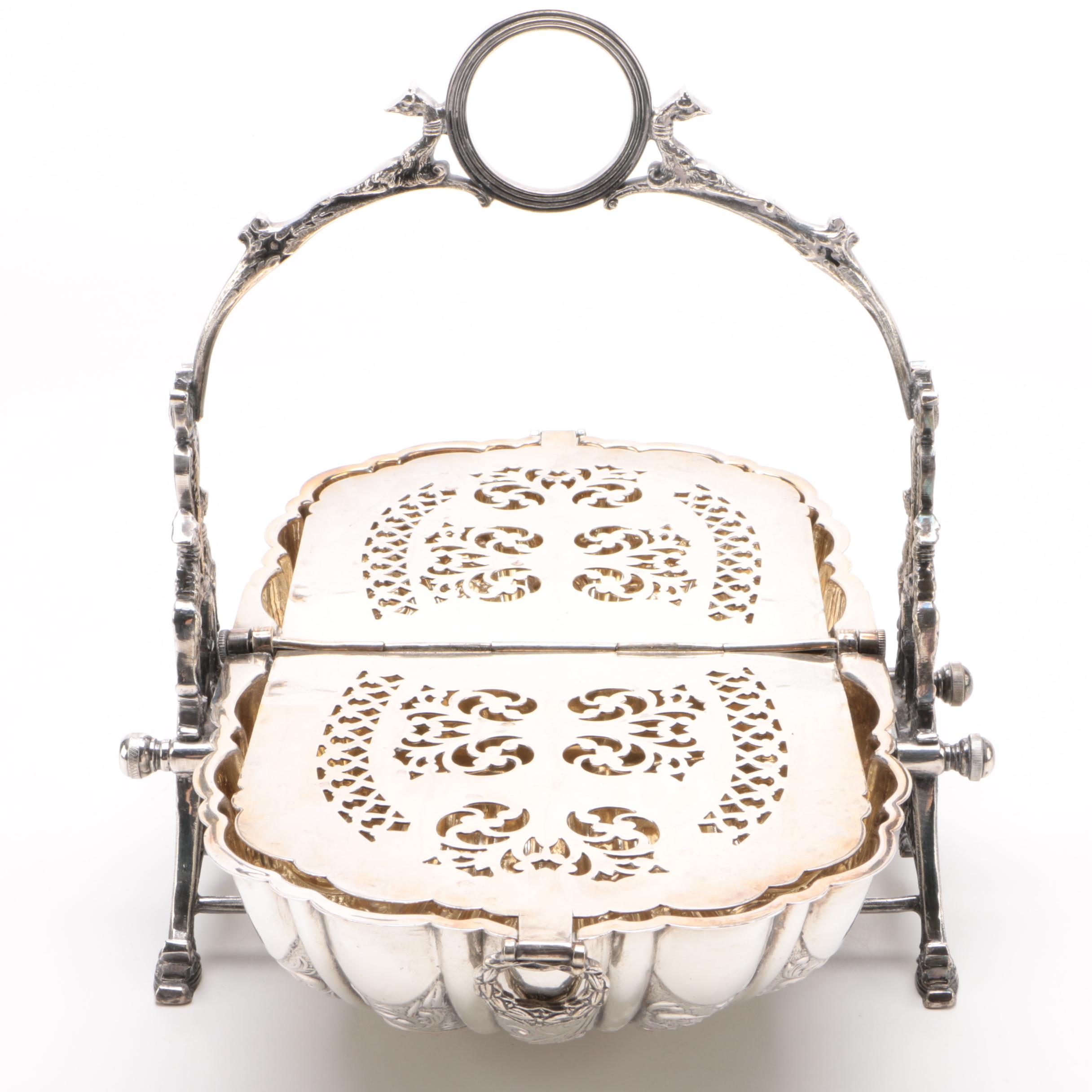 William Adams Silver Plate Folding Clamshell Biscuit Warmer, Late 19th Century