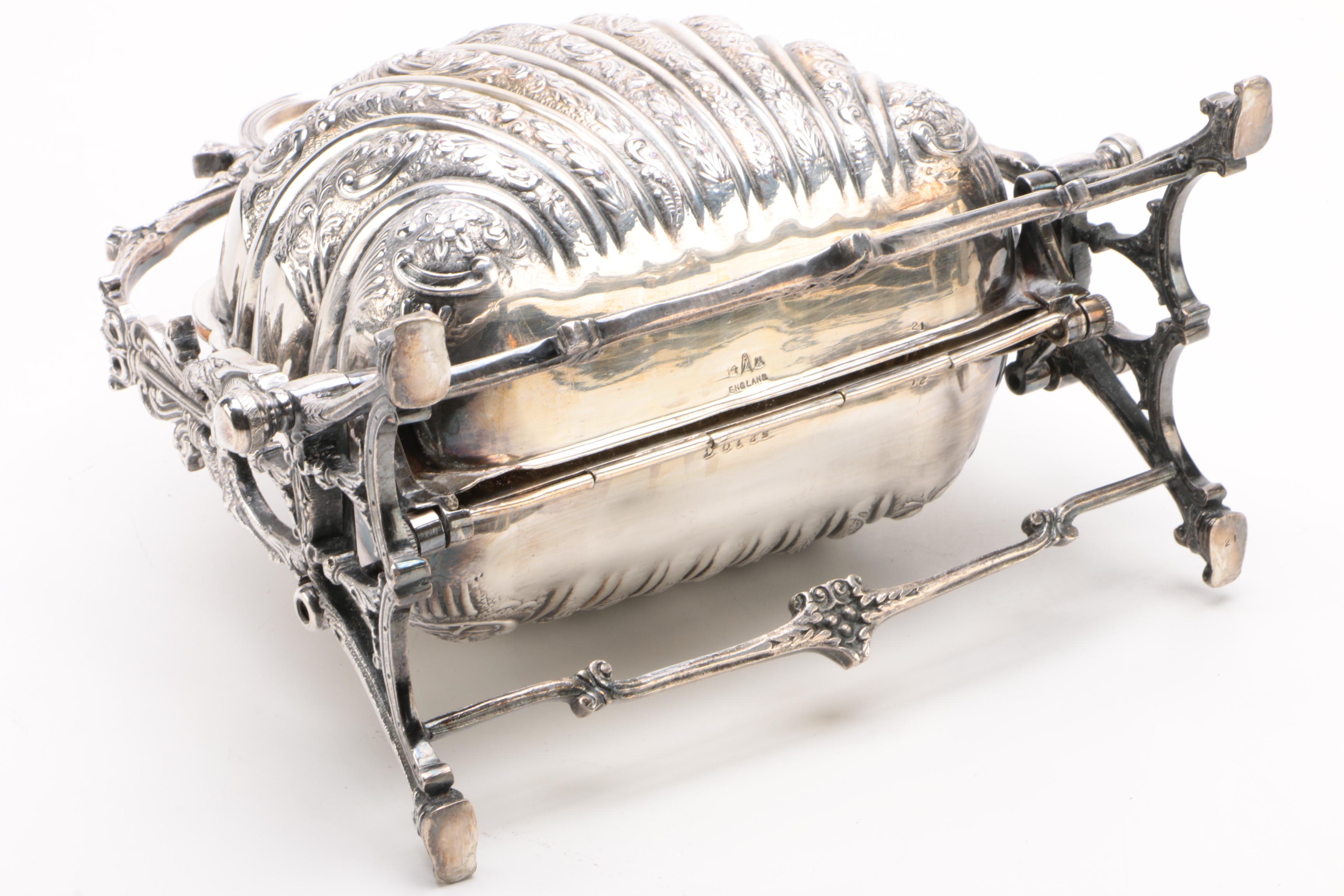 William Adams Silver Plate Folding Clamshell Biscuit Warmer, Late 19th Century