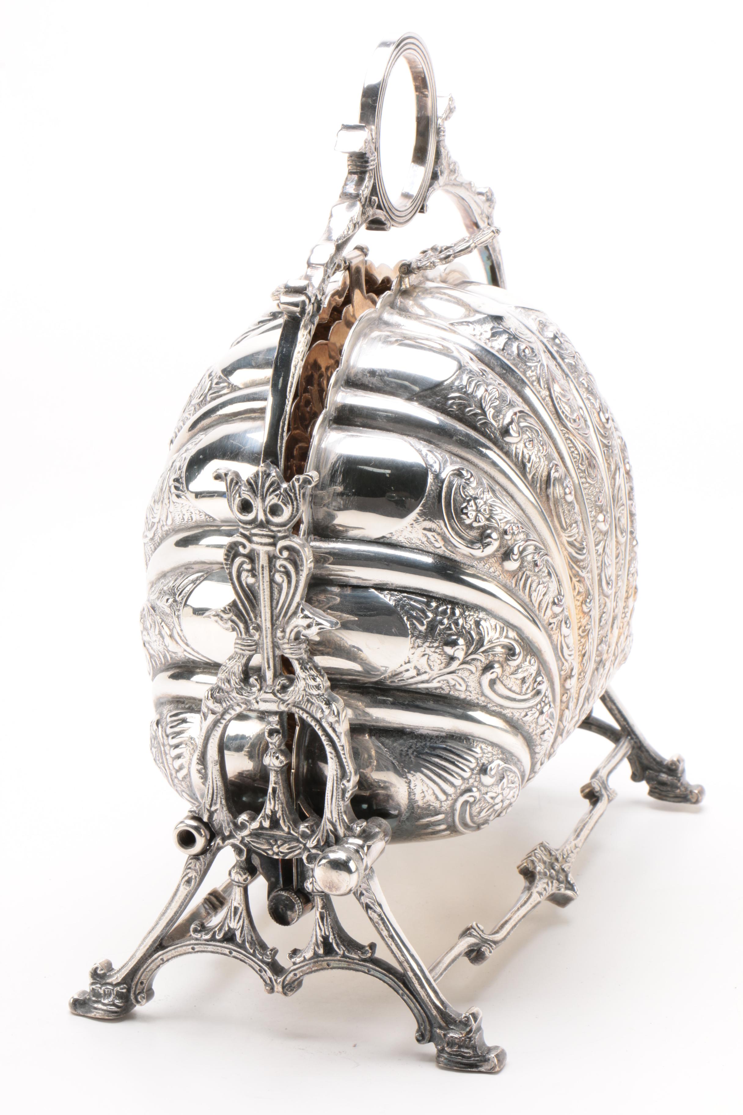 William Adams Silver Plate Folding Clamshell Biscuit Warmer, Late 19th Century