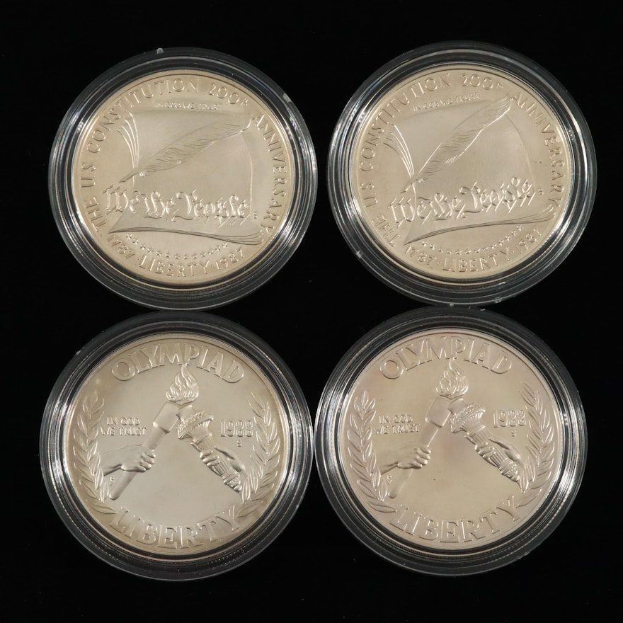 Four Modern Commemorative Proof Silver Dollars