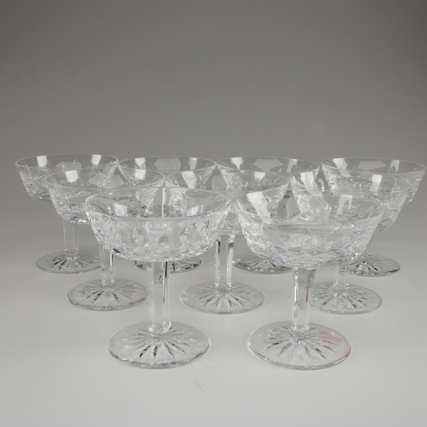 Waterford Crystal "Lismore" Champagne Coupes, Late 20th Century