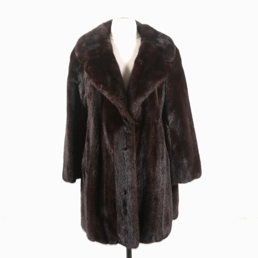 I. Magnin Mahogany Mink Fur Stroller Coat, Vintage