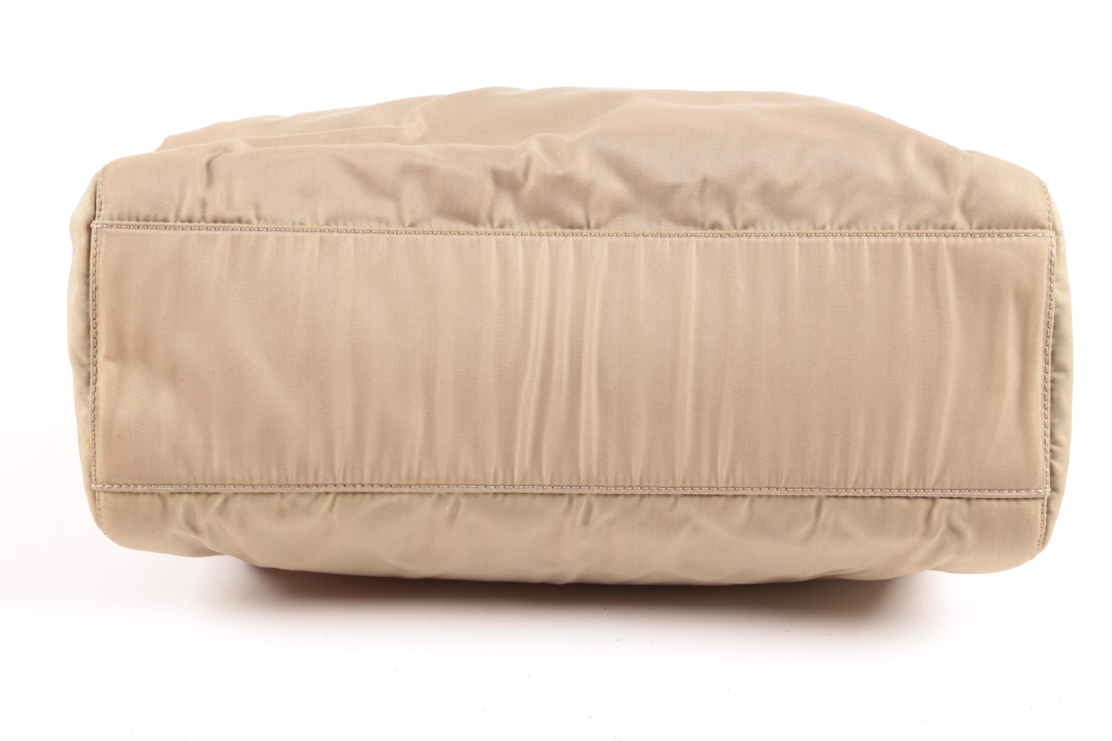 Prada Chain Link Shoulder Tote In Khaki Green Nylon and Leather