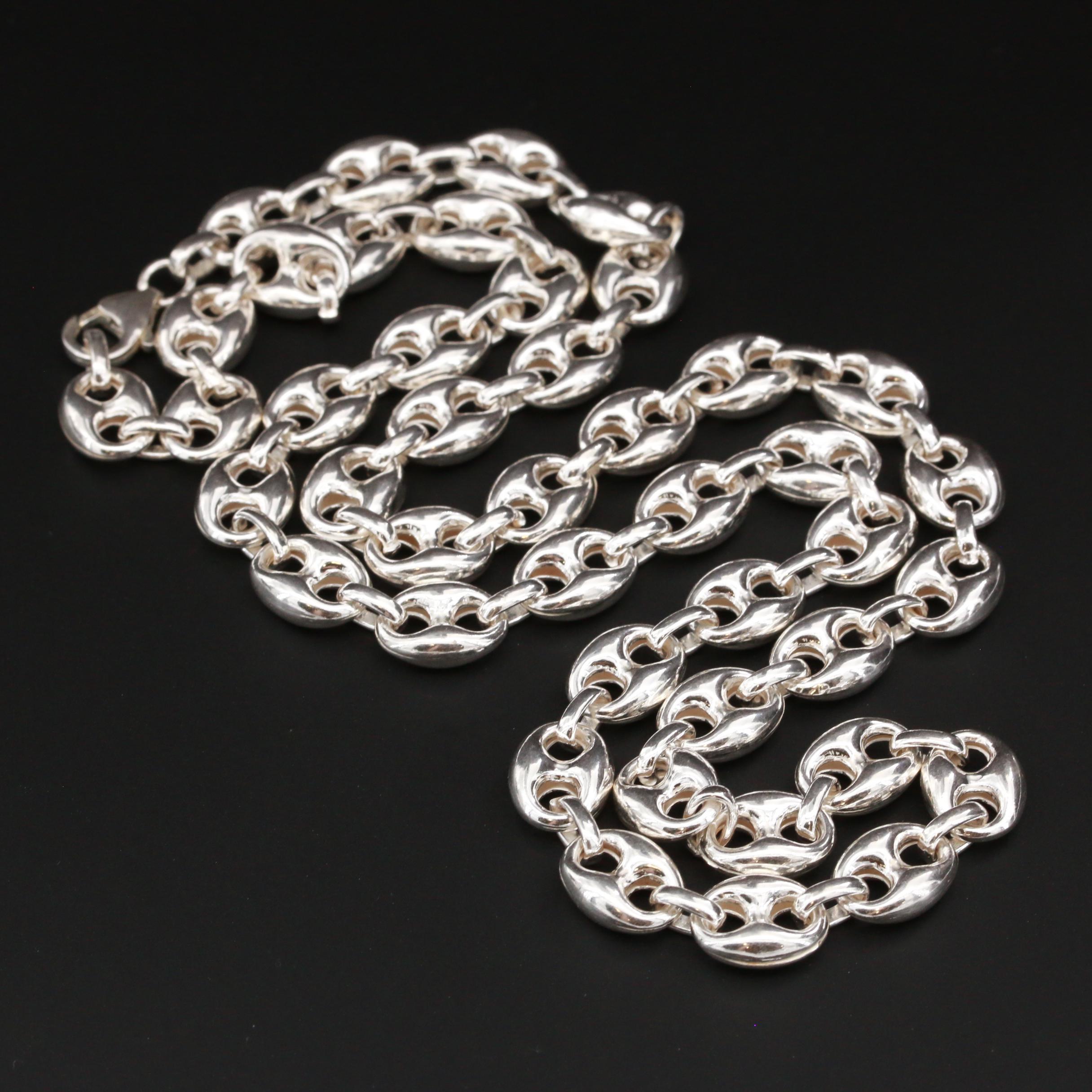 Sterling Silver Anchor Chain Necklace