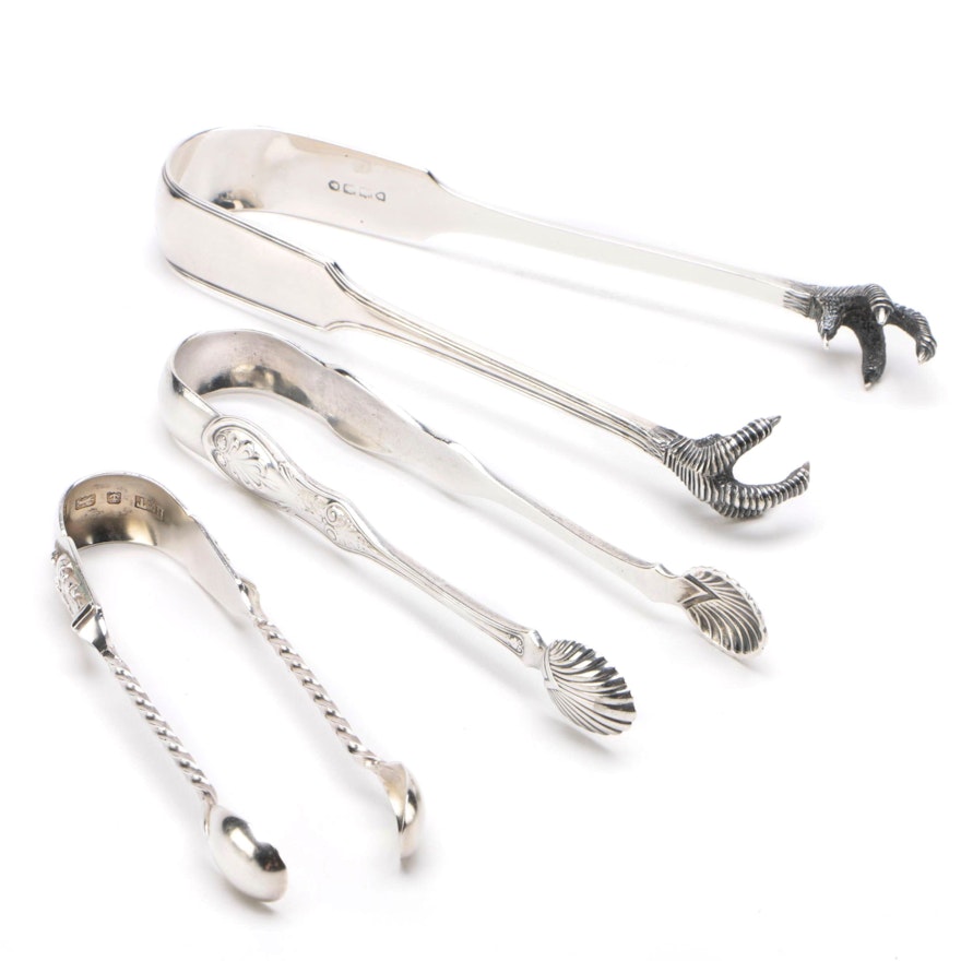 American and English Sterling Tongs including Tiffany & Co., Late 19th Century