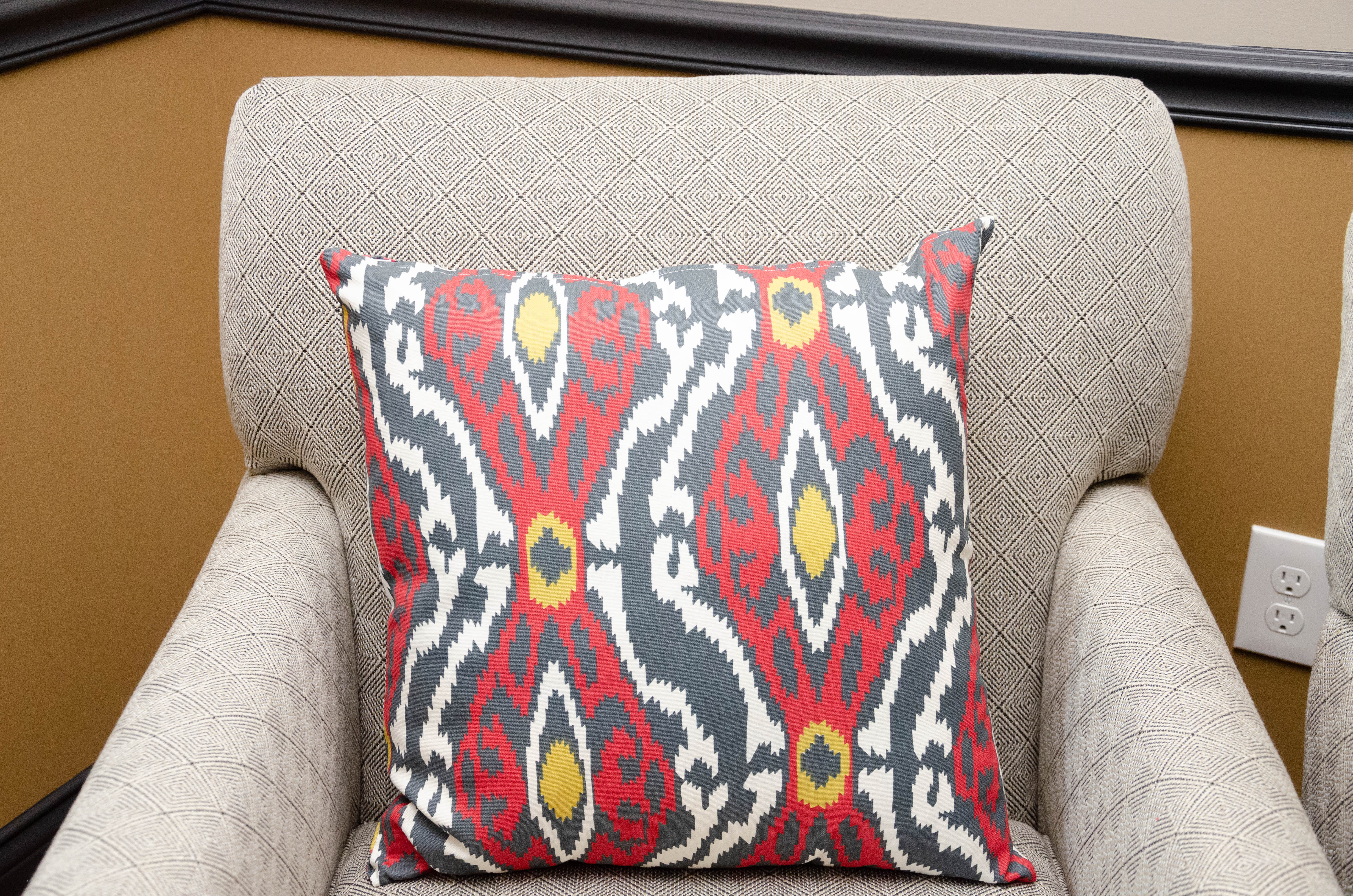 Pair of Rowe Furniture Upholstered Armchairs with Decorative Pillows