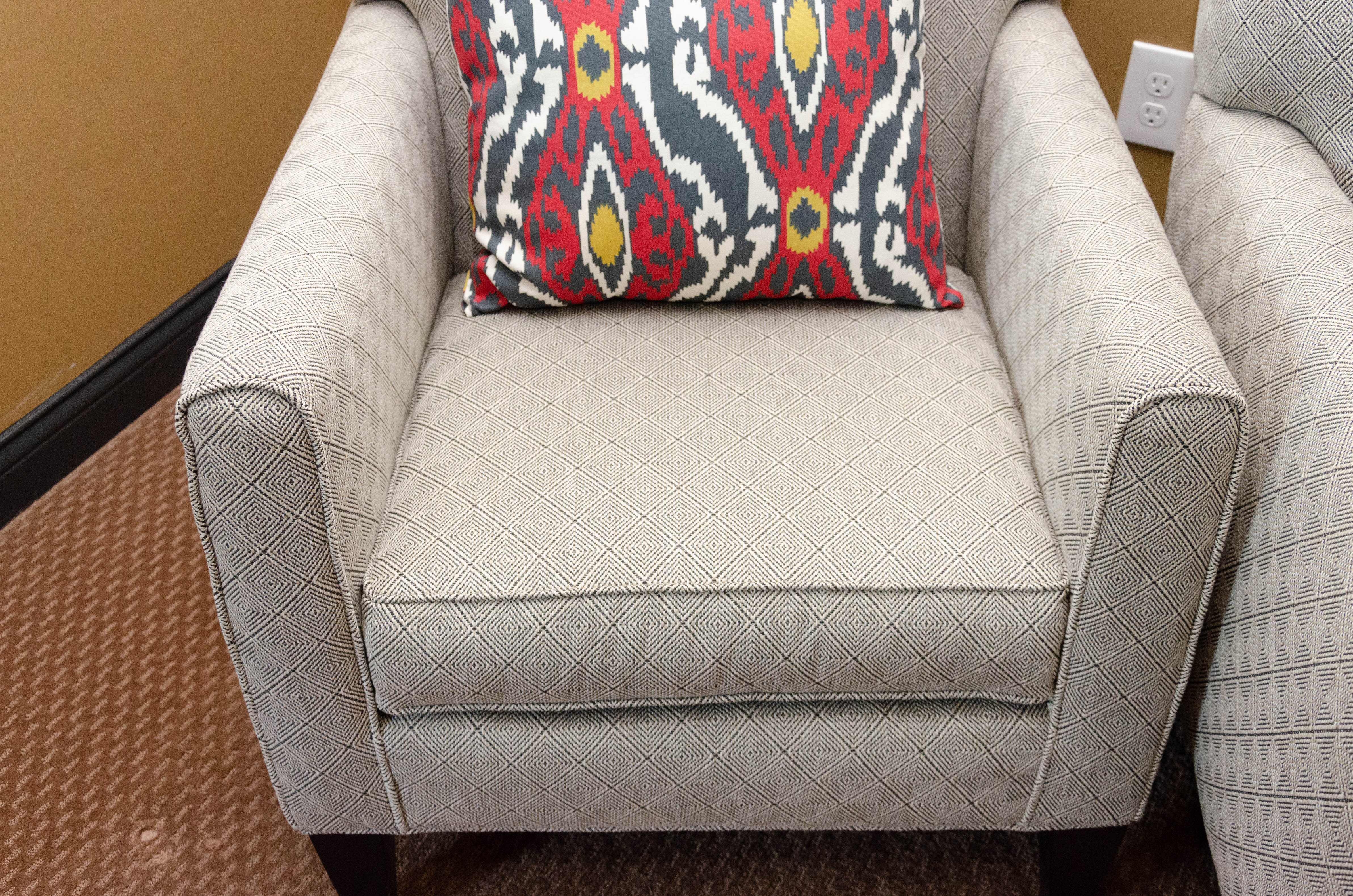 Pair of Rowe Furniture Upholstered Armchairs with Decorative Pillows