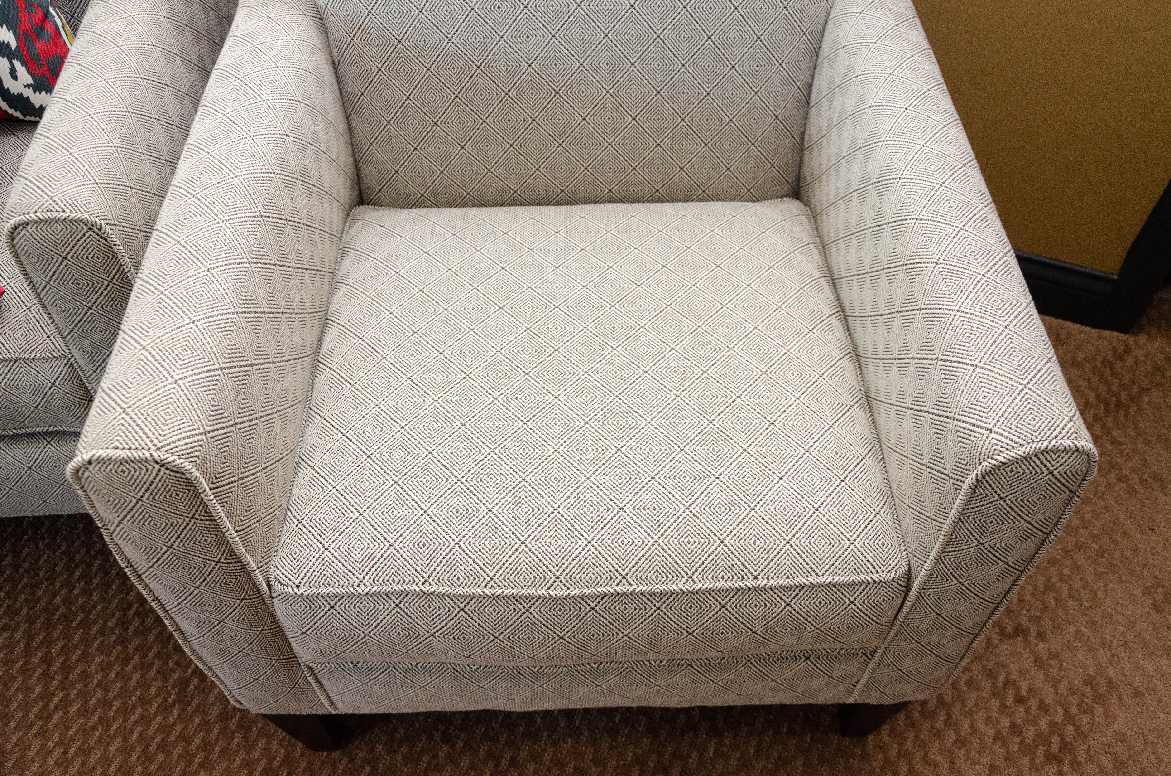 Pair of Rowe Furniture Upholstered Armchairs with Decorative Pillows