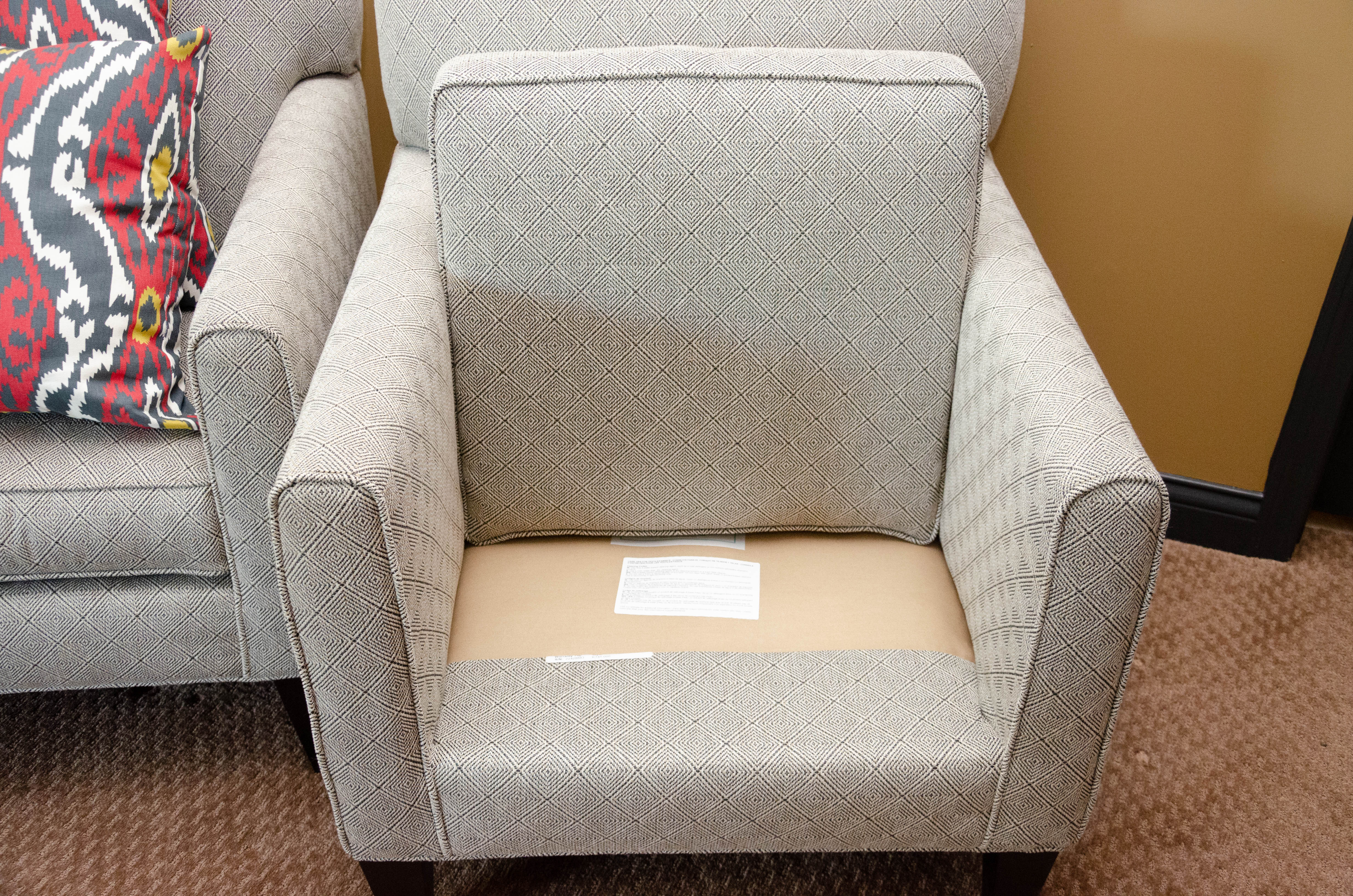 Pair of Rowe Furniture Upholstered Armchairs with Decorative Pillows