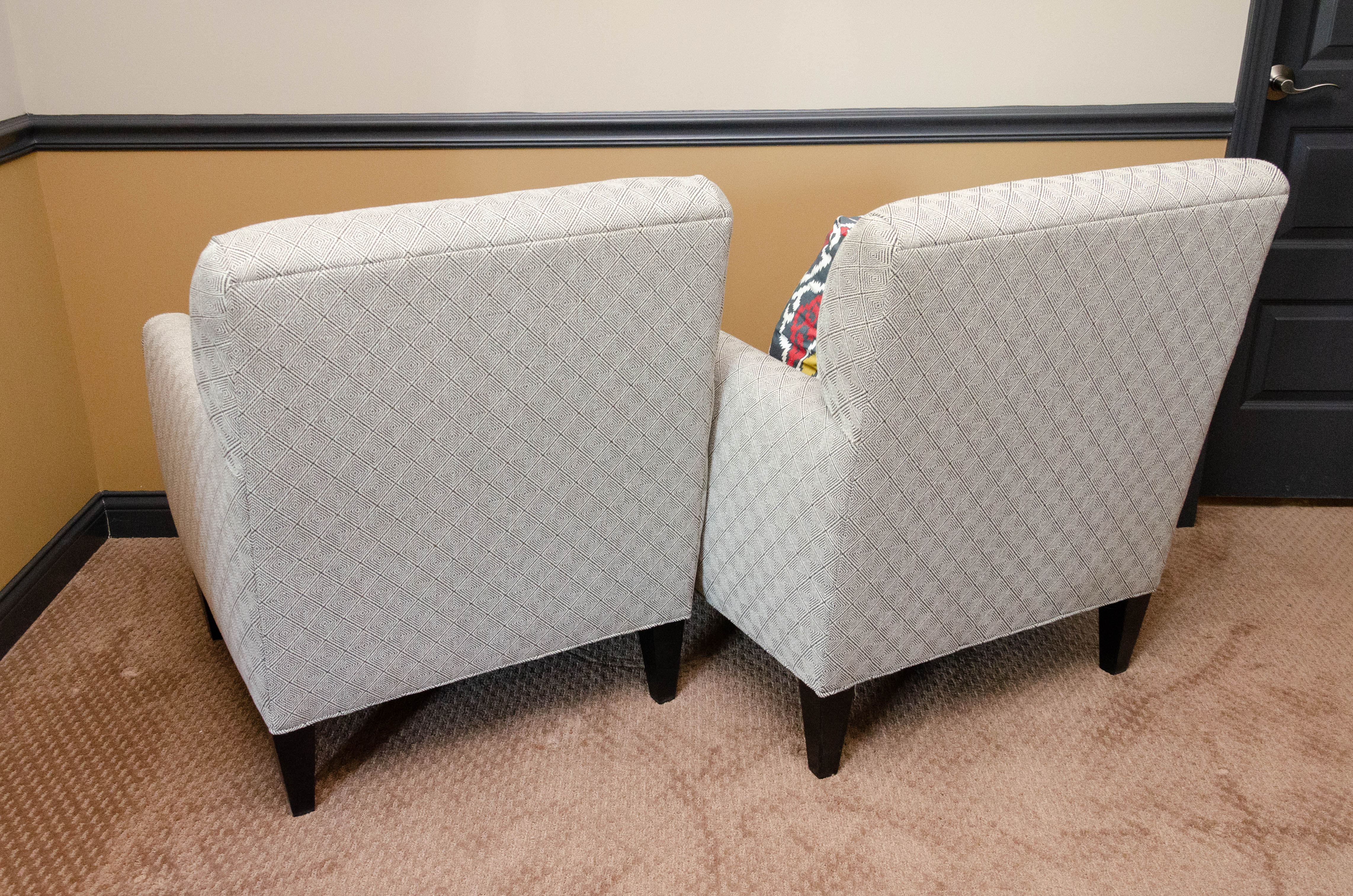 Pair of Rowe Furniture Upholstered Armchairs with Decorative Pillows