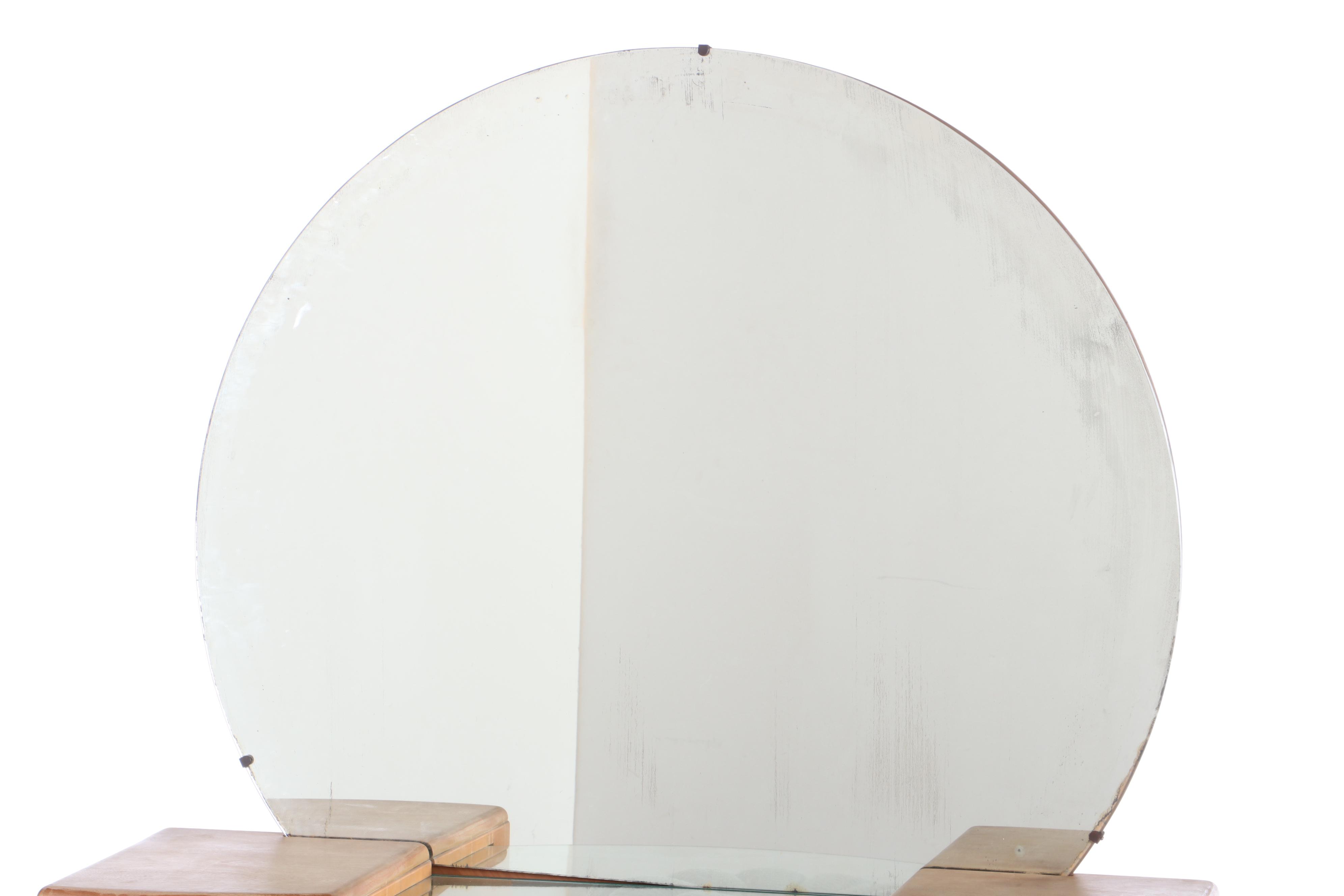 Leo Jiranek for Heywood-Wakefield, Art Deco "Airflow" Vanity Plus Swivel Stool