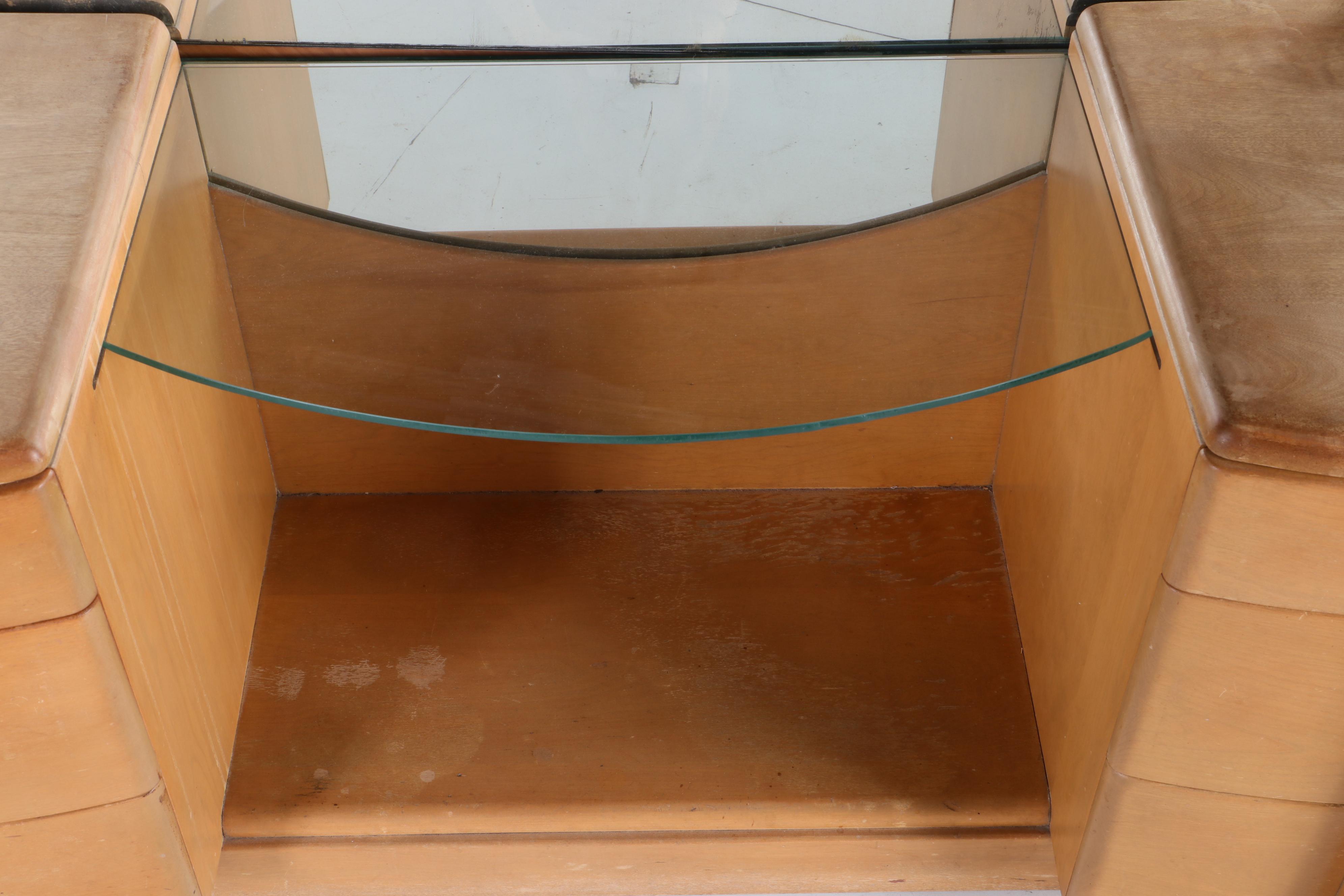 Leo Jiranek for Heywood-Wakefield, Art Deco "Airflow" Vanity Plus Swivel Stool