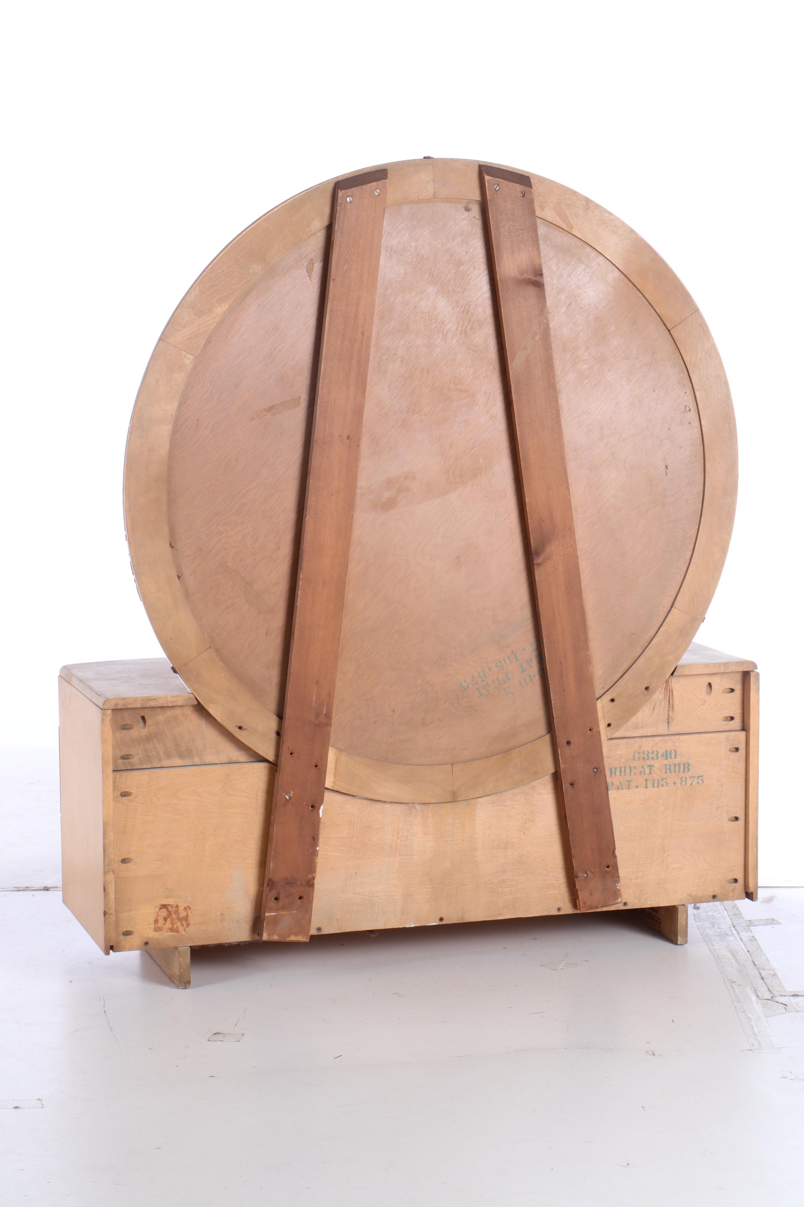 Leo Jiranek for Heywood-Wakefield, Art Deco "Airflow" Vanity Plus Swivel Stool