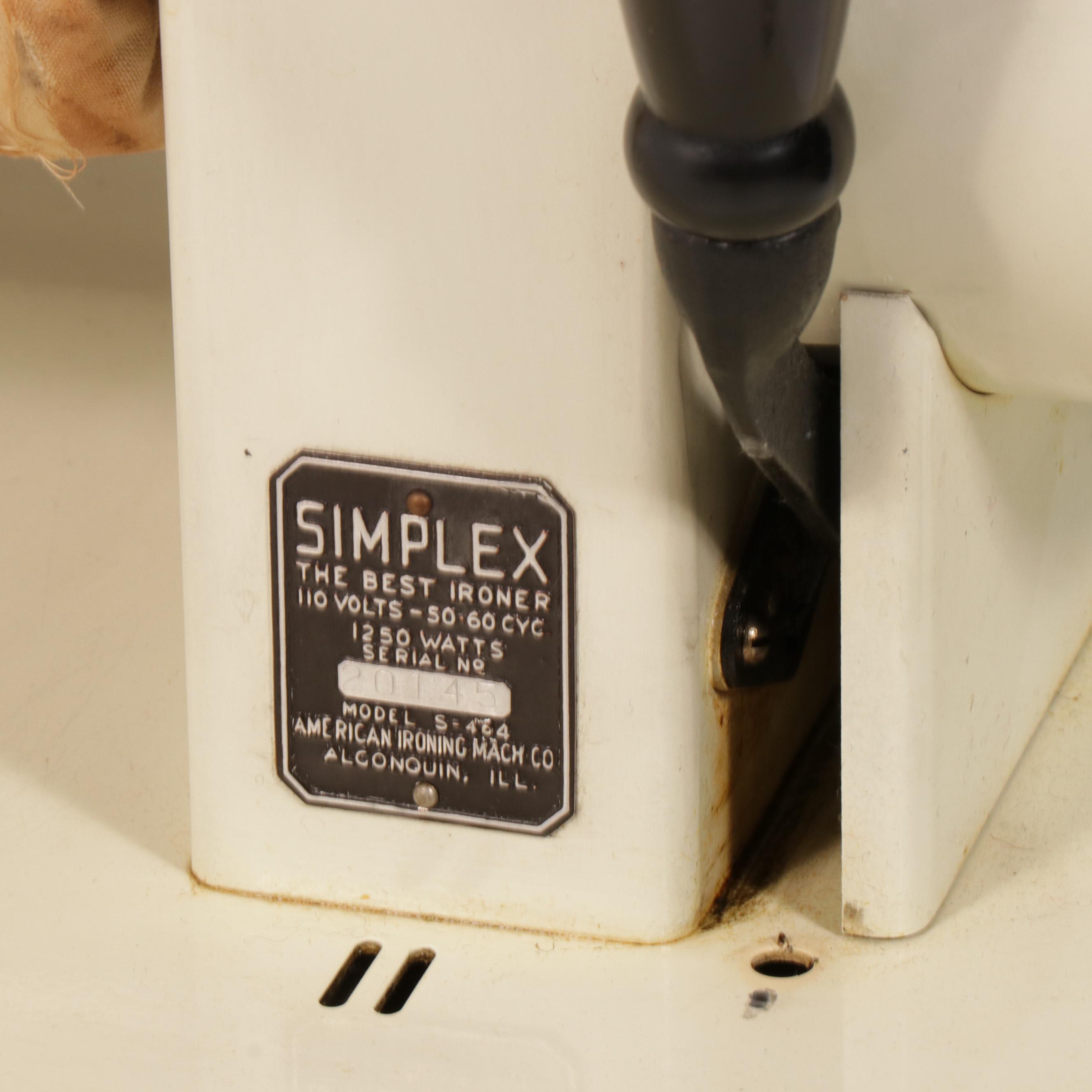 Simplex Enamel Rotary Roller Press Ironing Machine, Mid-Century