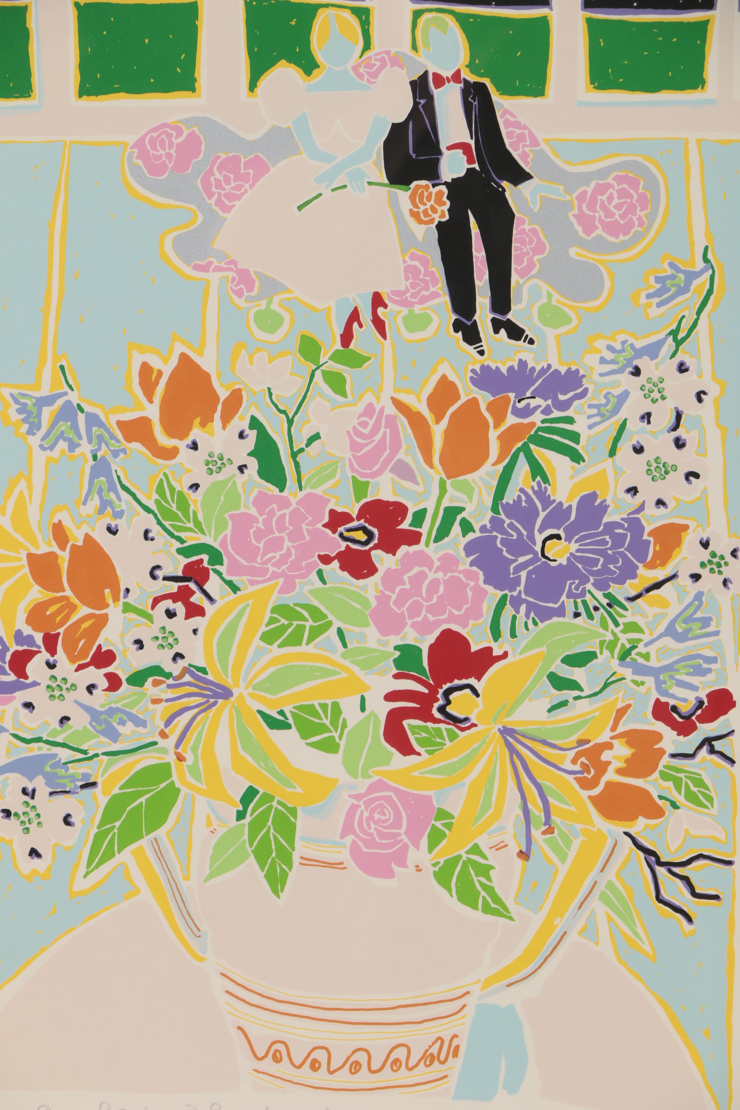 Sara Wellington Dodge Serigraph "Silver Sofa Series: Florabunda"