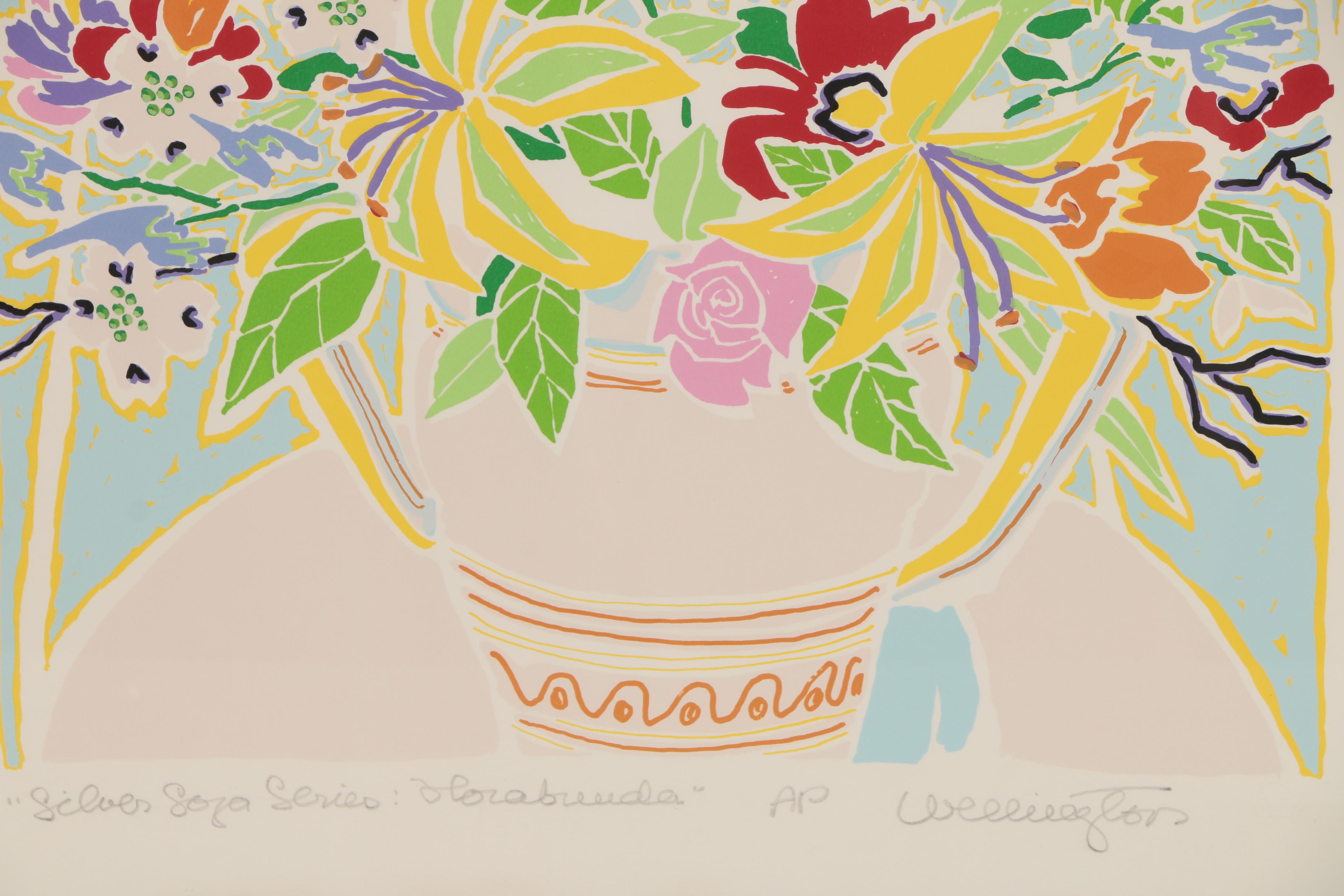 Sara Wellington Dodge Serigraph "Silver Sofa Series: Florabunda"