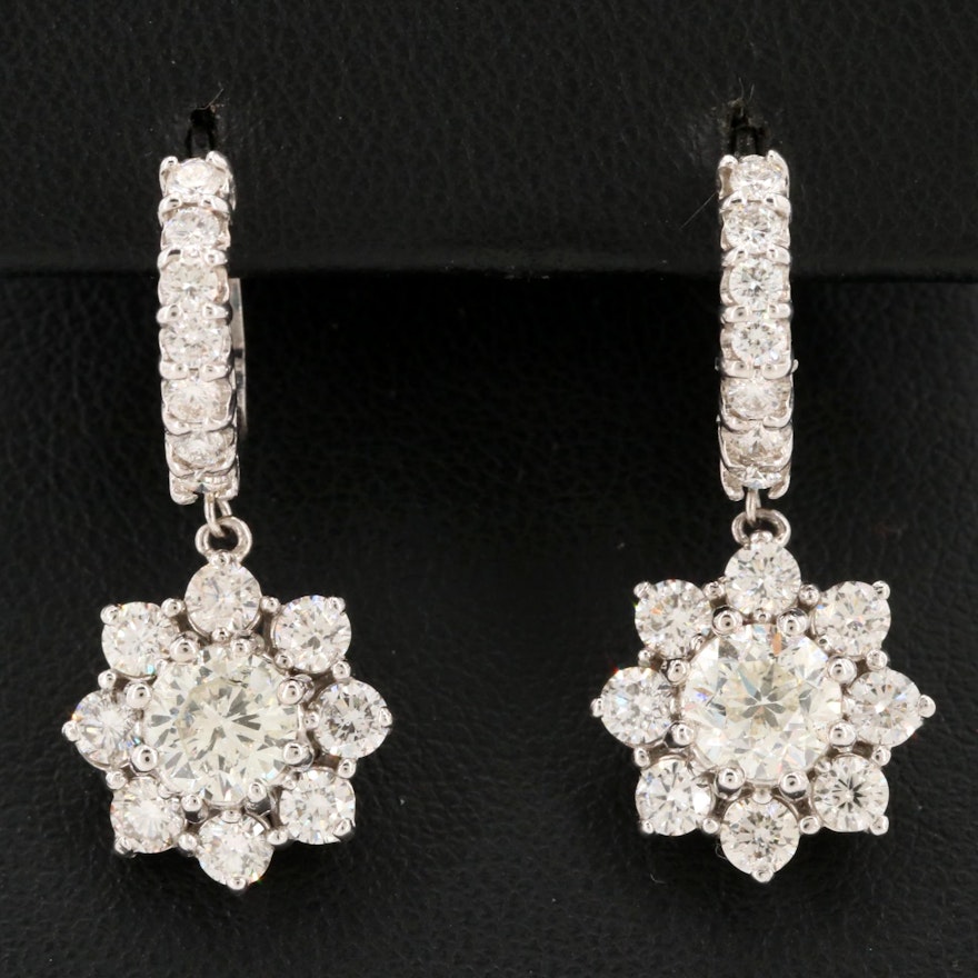 14K White Gold 2.88 CTW Diamond Earrings