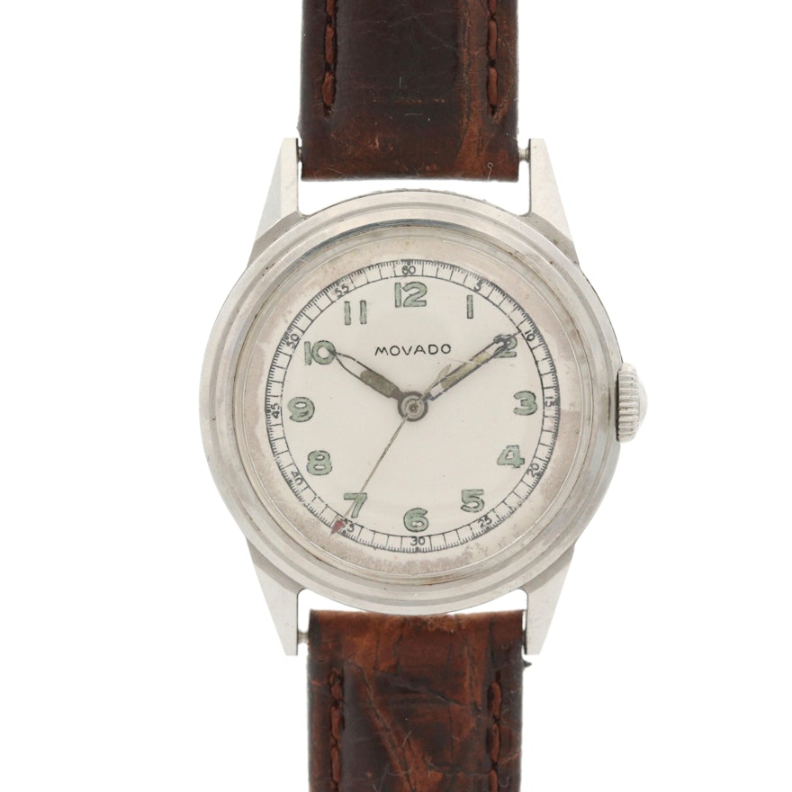 Vintage Movado Stainless Steel Stem Wind Wristwatch