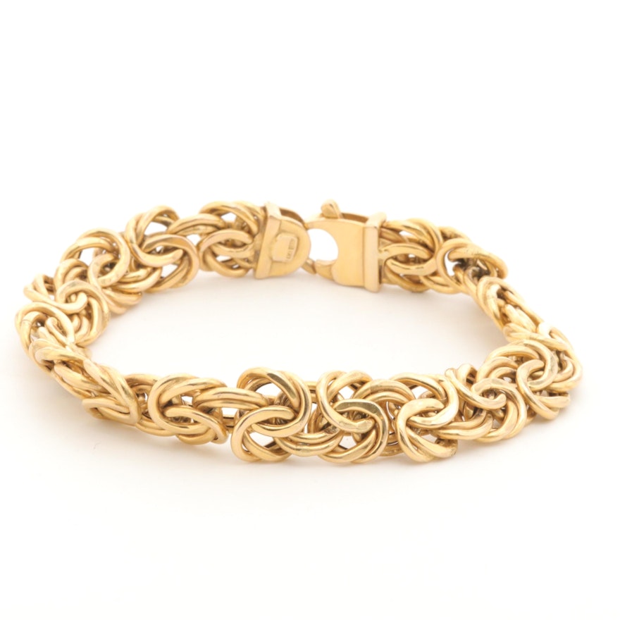 14K Yellow Gold Flat Byzantine Bracelet