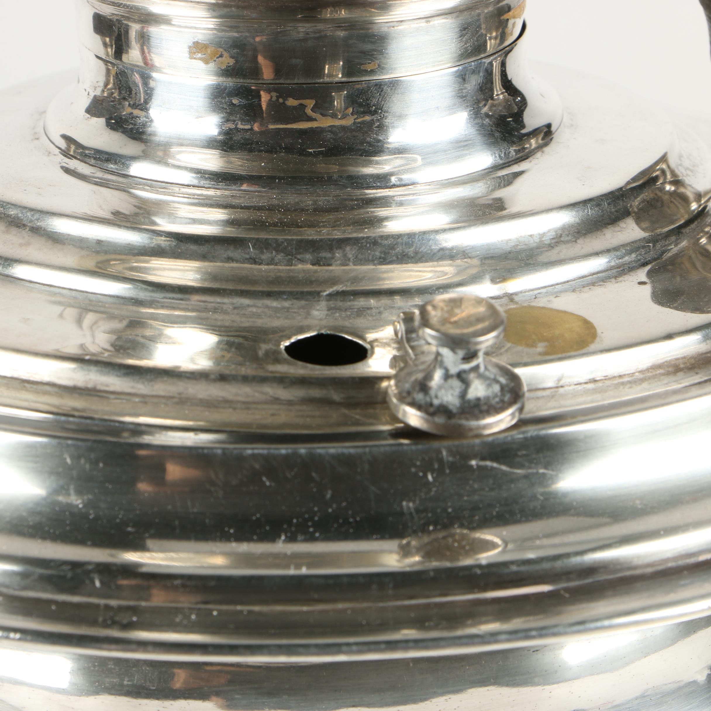 Russian Silver-Plated Brass Samovar with Scrolled Handles, Circa 1900